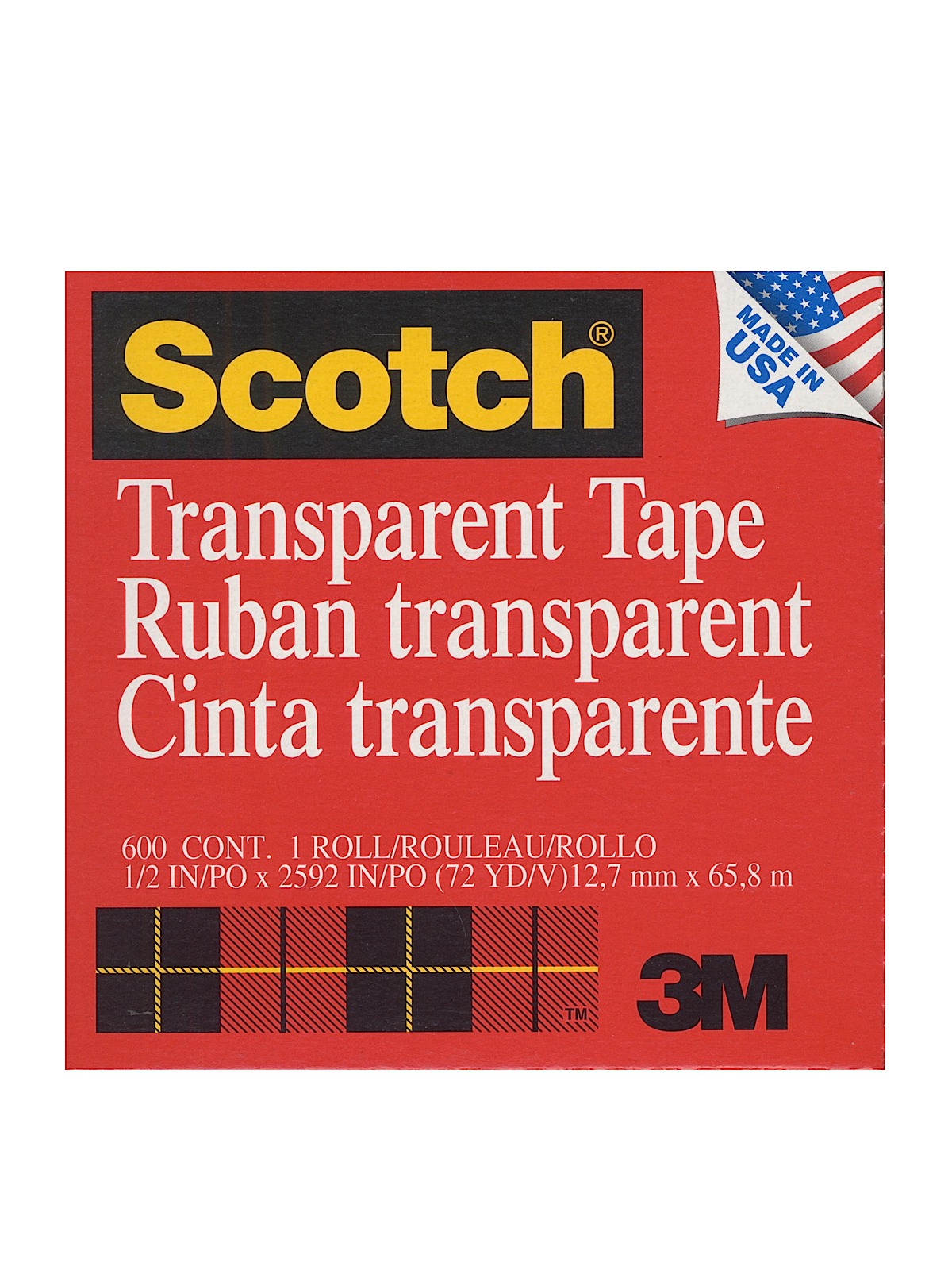 Transparent Tape 1 2 in. x 72 yd. refill roll with 3 in. core 600