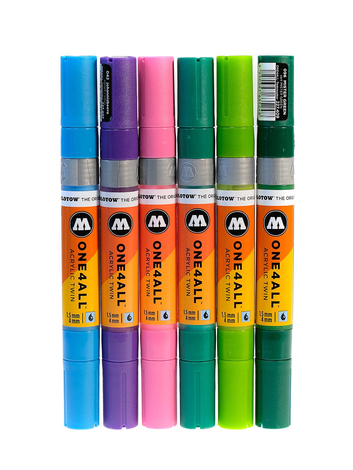 One4All Acrylic Twin Double Ended Pump Markers Basic 2 Set  6 pieces