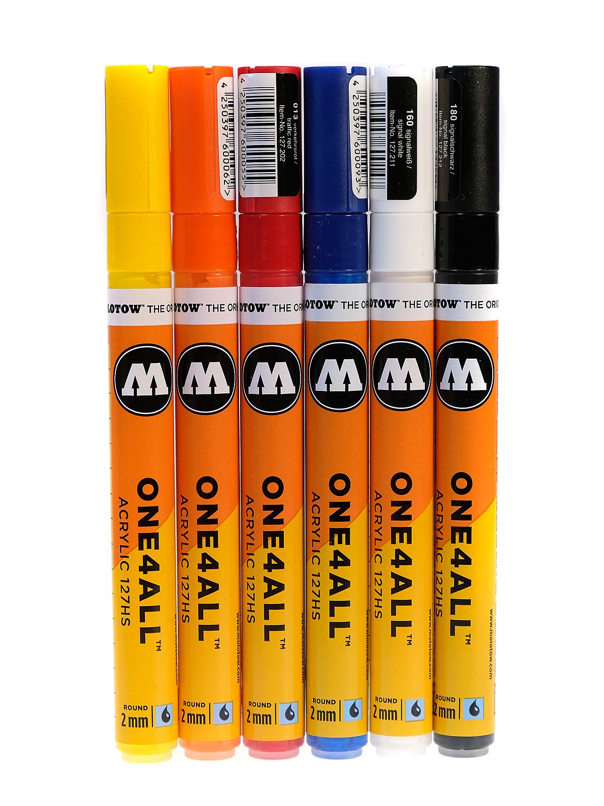 One4All Paint Marker Sets 2 Mm Basic-1 127HS Series 6 Colors