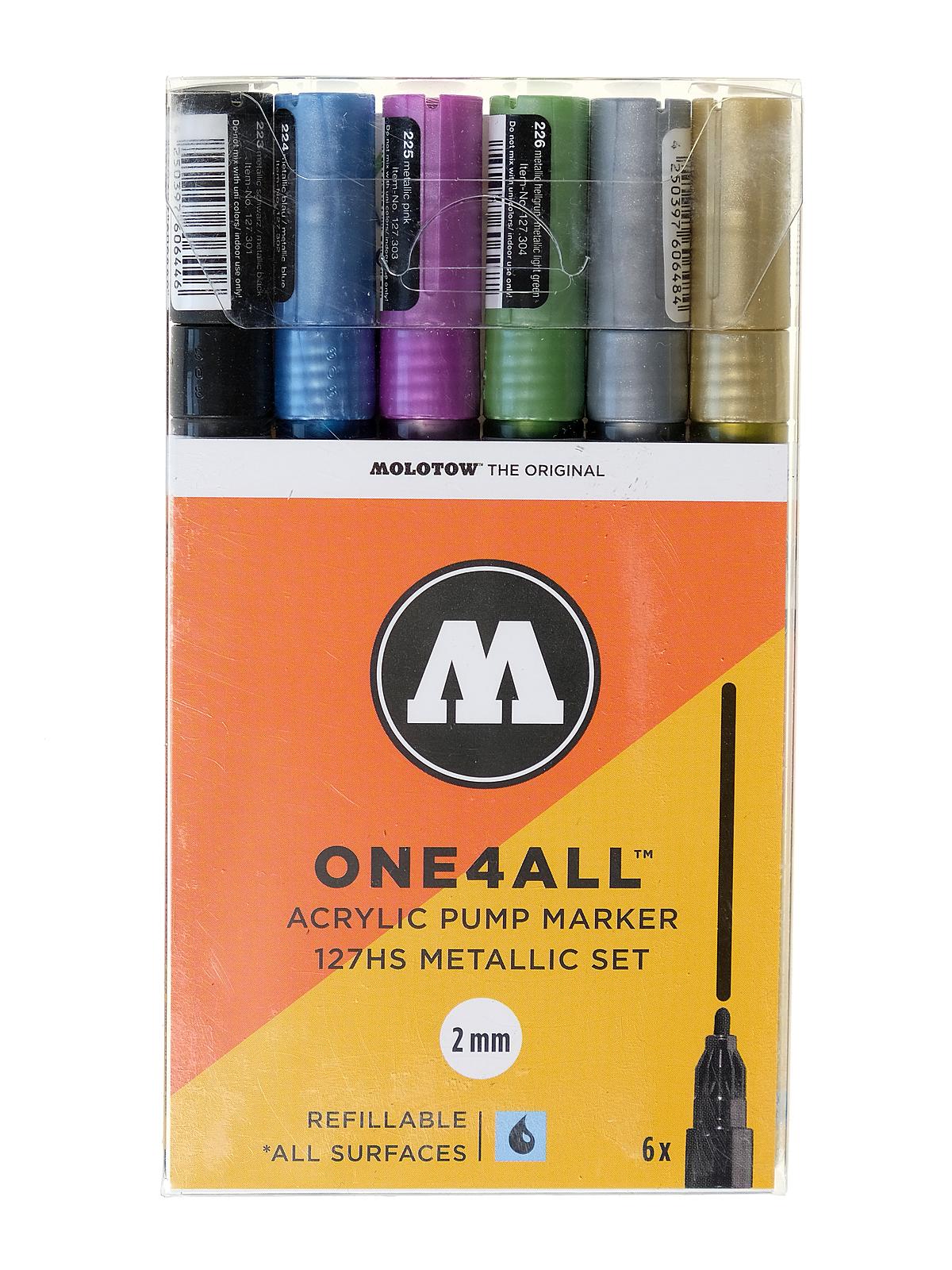 One4All Paint Marker Sets 2 mm Metallic 127HS Series 6 colors