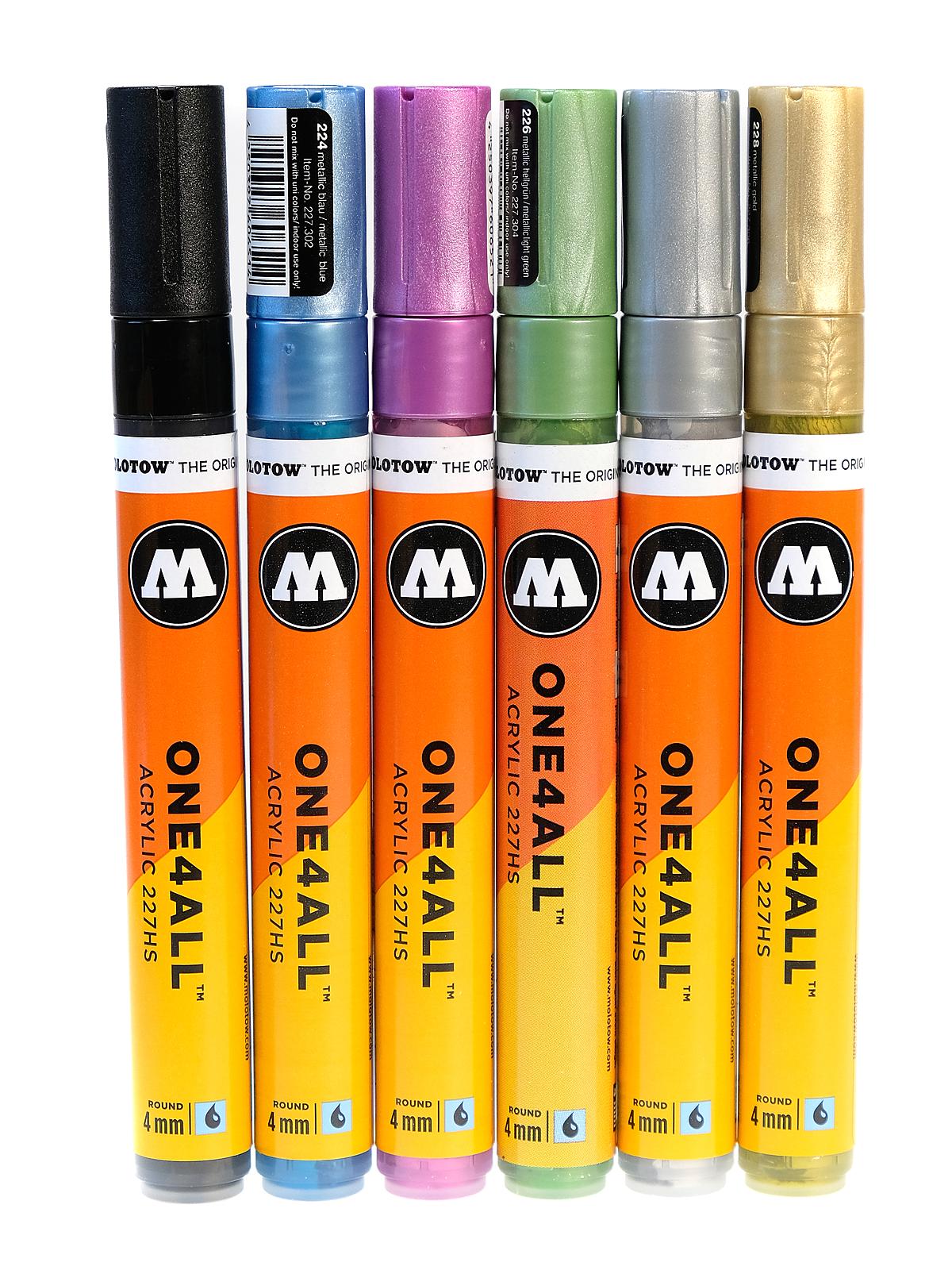 One4All Paint Marker Sets 4 mm Metallic 227HS Series 6 colors