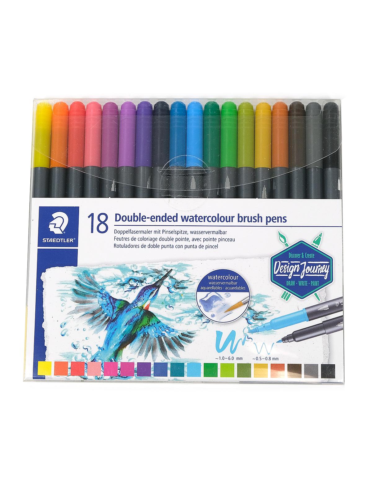 Marsgraphic Duo Double-Ended Watercolor Brush Markers set of 18