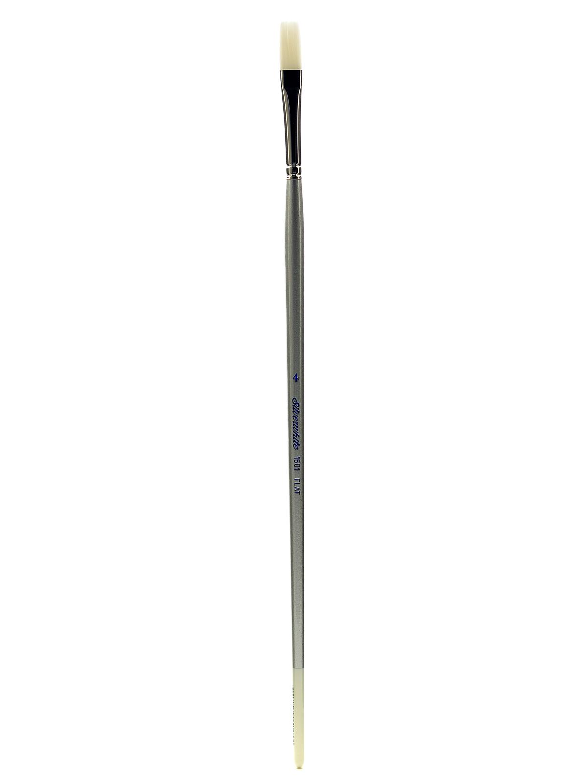Silverwhite Series Synthetic Brushes Long Handle 4 flat