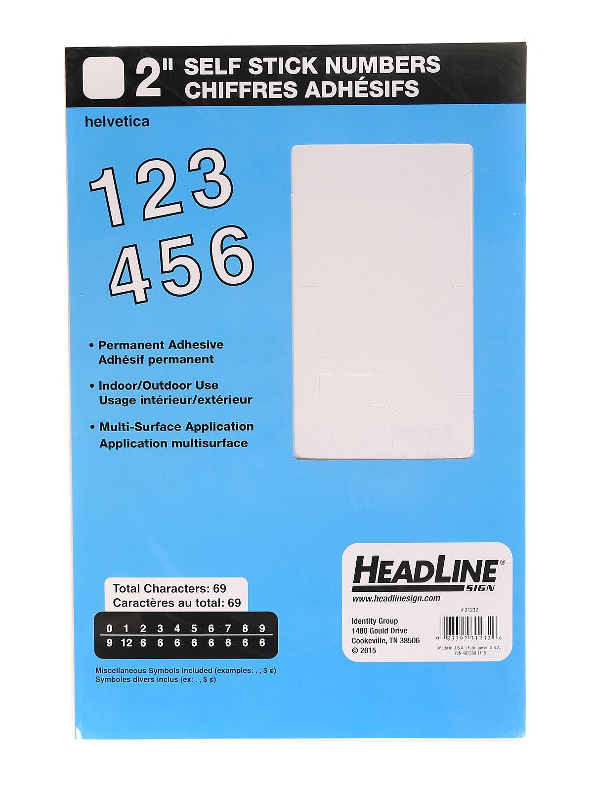 White Vinyl Stick-on Letters Or Numbers 2 In. Helvetica Numbers