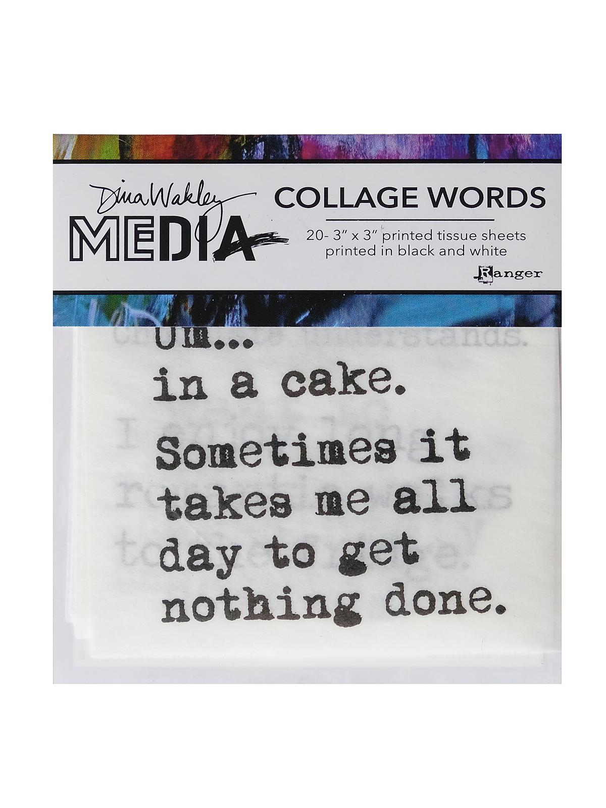 Dina Wakley Media Collage Papers words 3 3 in. x 3 in. pack of 20