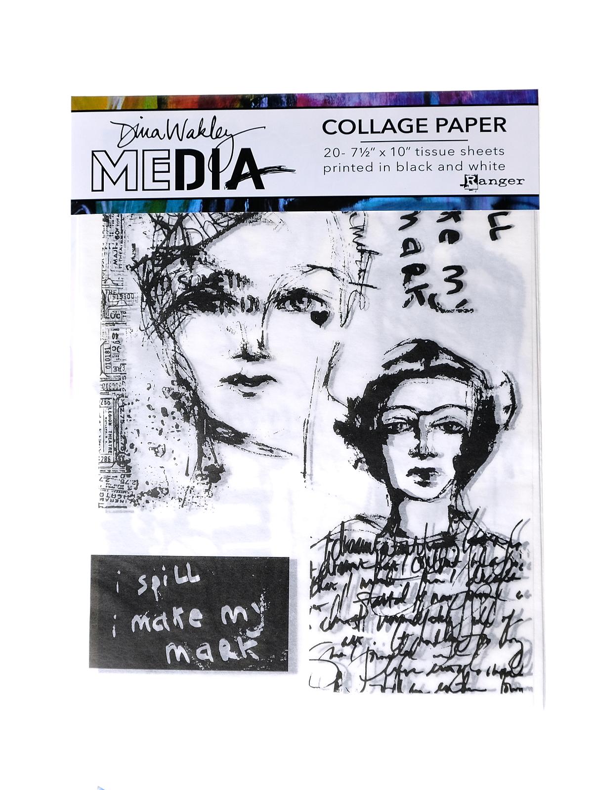 Dina Wakley Media Collage Papers vintage & sketches 7 1 2 in. x 10 in. pack of 20