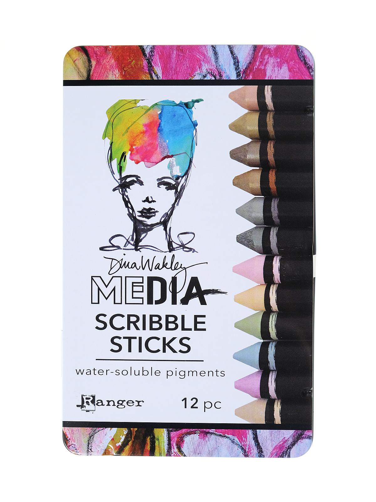 Dina Wakley Media Scribble Sticks set 3 12 pieces