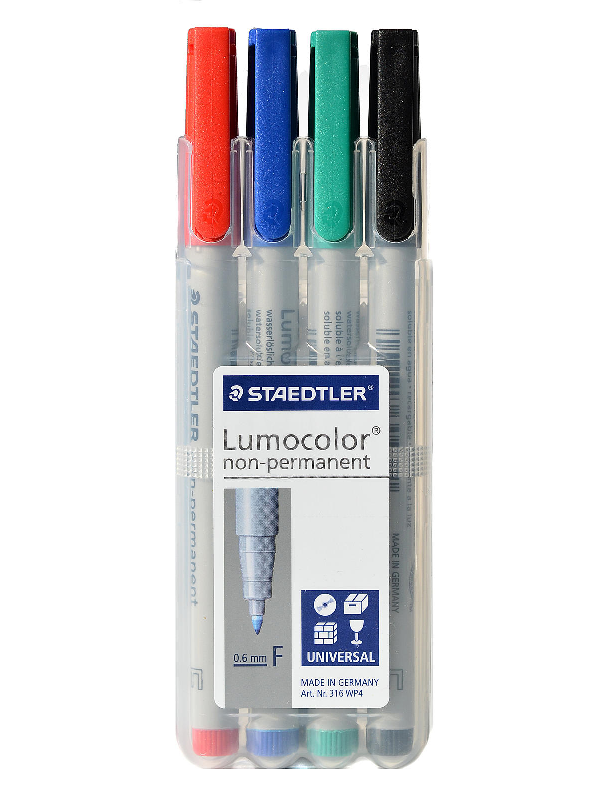 Lumocolor Non-Permanent Overhead Projection Markers assorted colors fine 0.6 mm set of 4