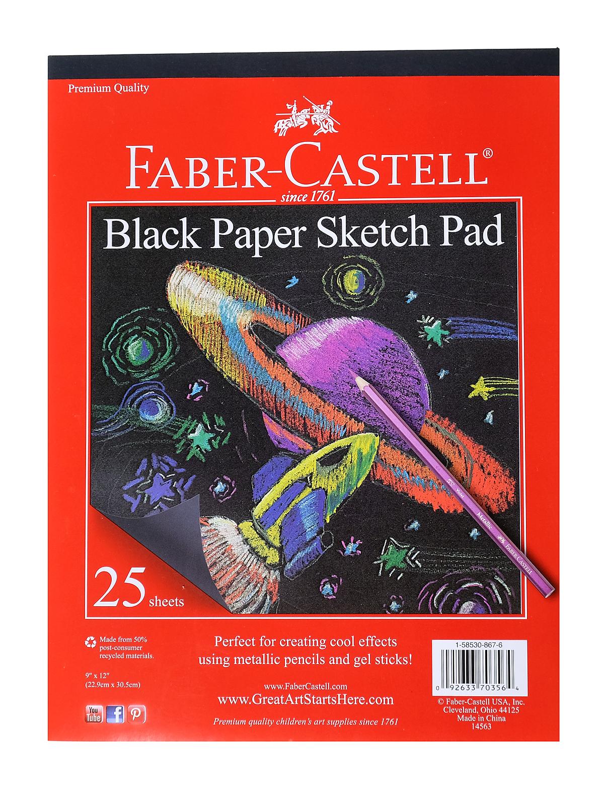 Black Paper Sketch Pad 9 in. x 12 in. 25 sheets