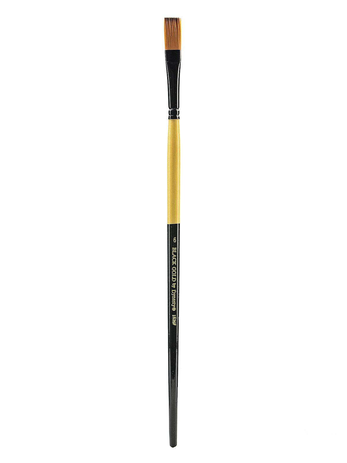 Black Gold Series Long Handled Synthetic Brushes 6 flat 1526F
