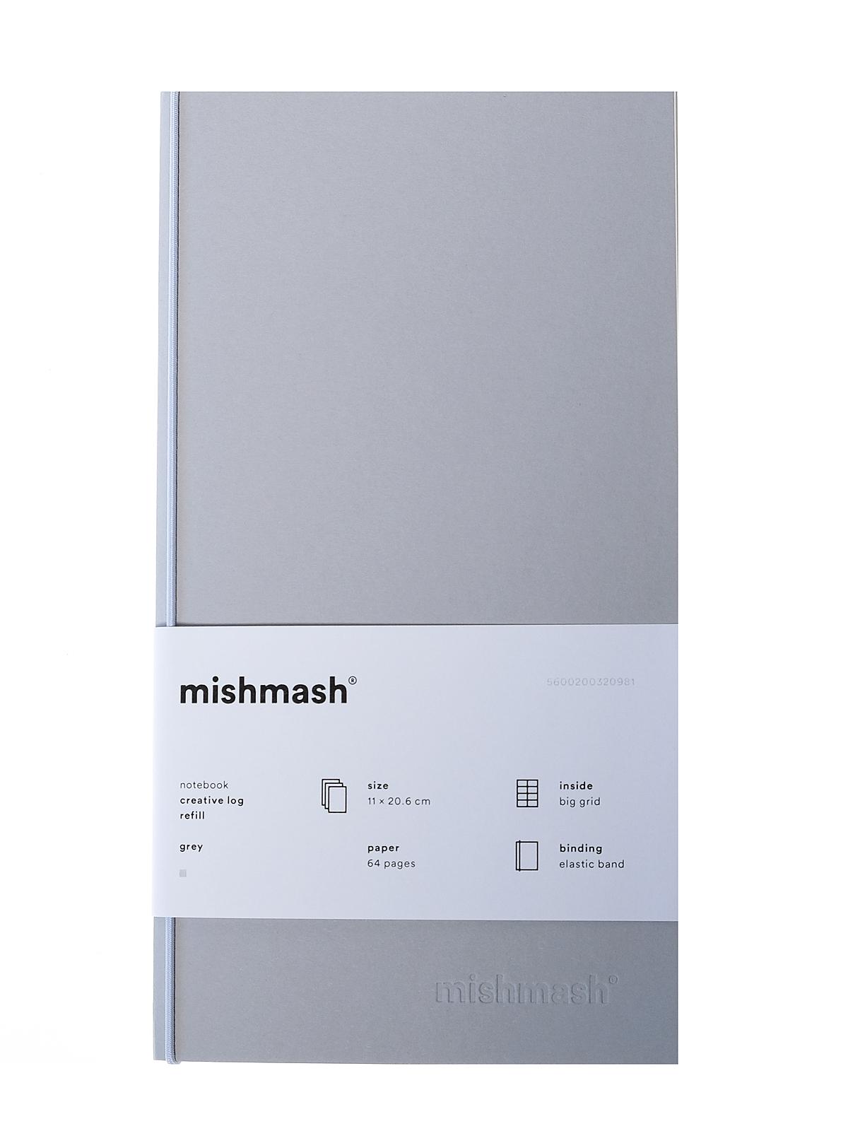Log Notebooks big grid refill 4.4 in. x 8.1 in. real grey
