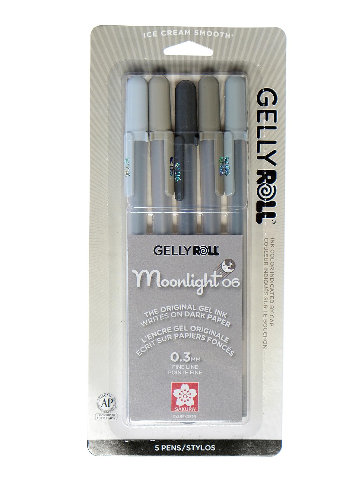 Gelly Roll Moonlight Pens Sets 06 fine grays set of 5 58172