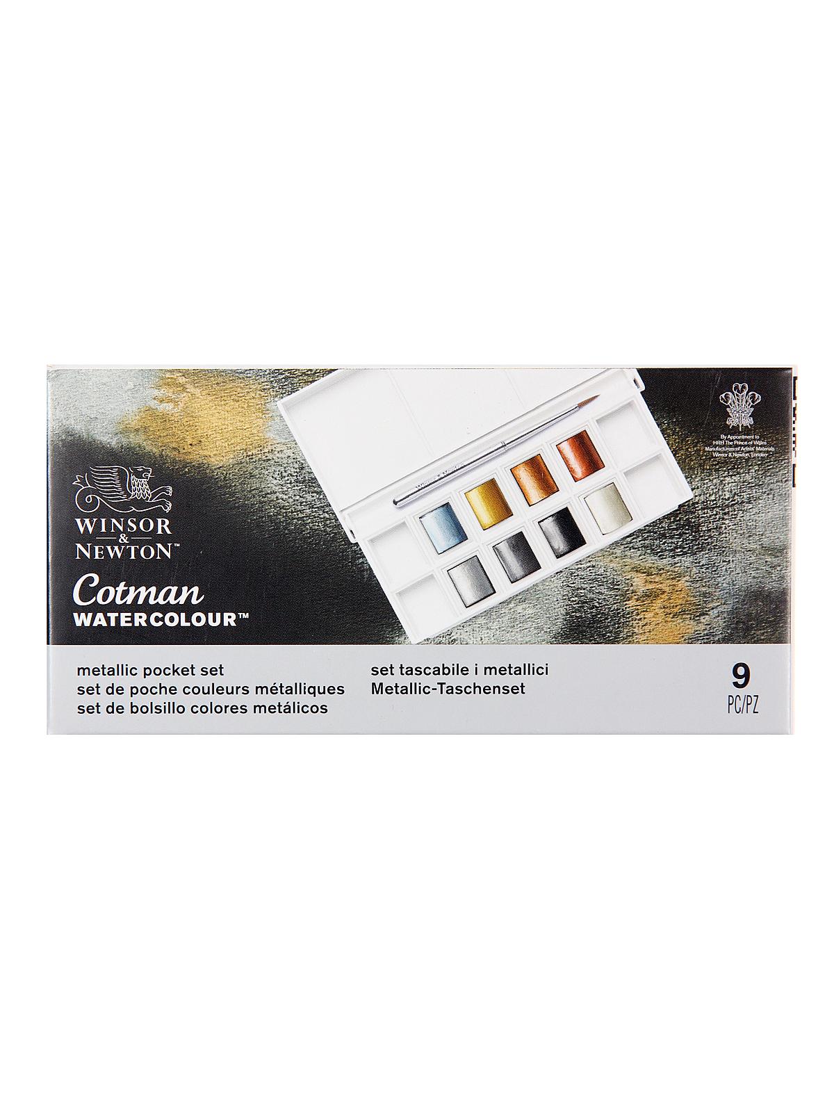 Cotman Water Colour Metallic Pocket Half Pan set of 8