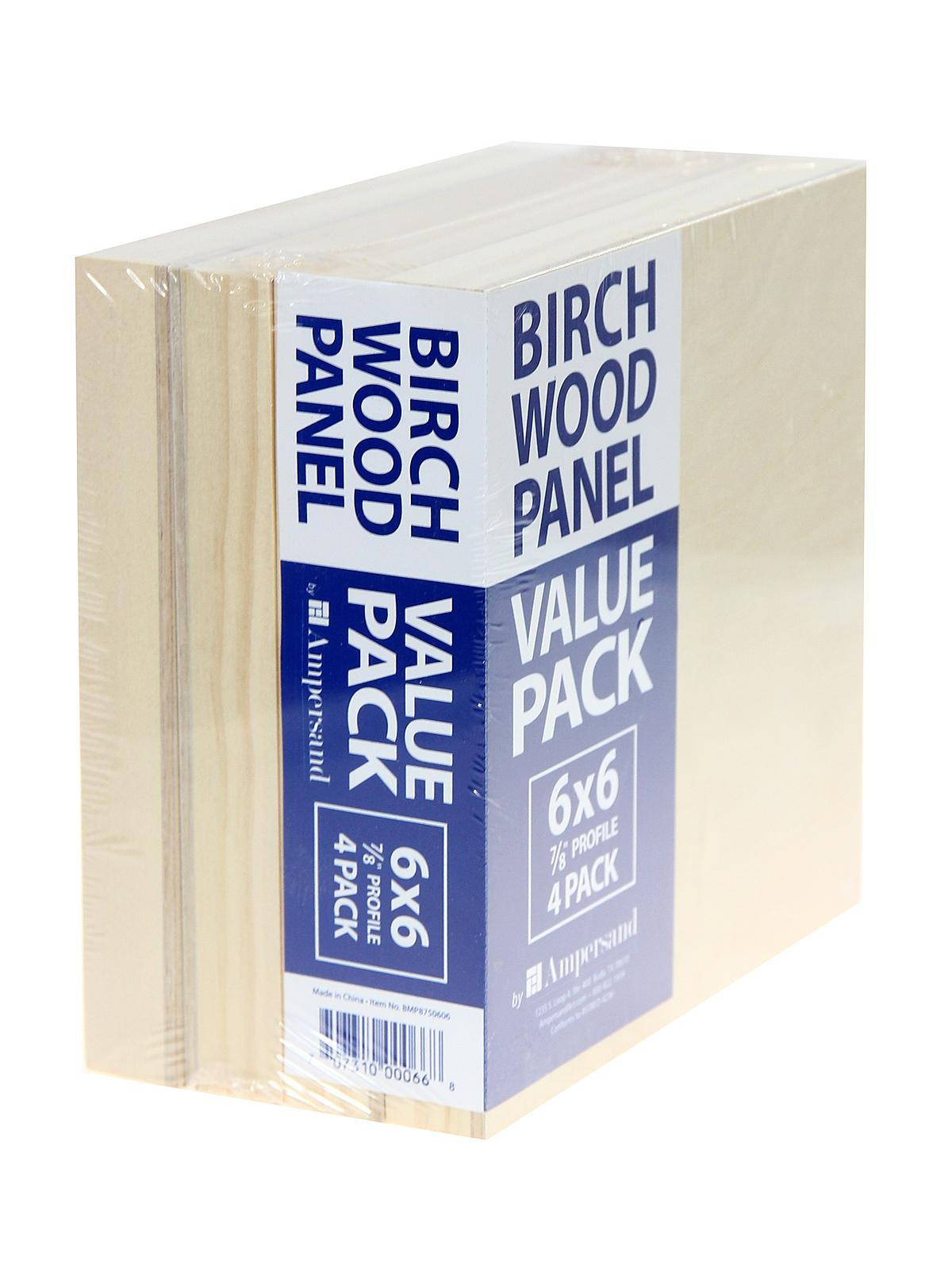 Birch Wood Panel Value Packs 7 8 in. 6 in. x 6 in. pack of 4
