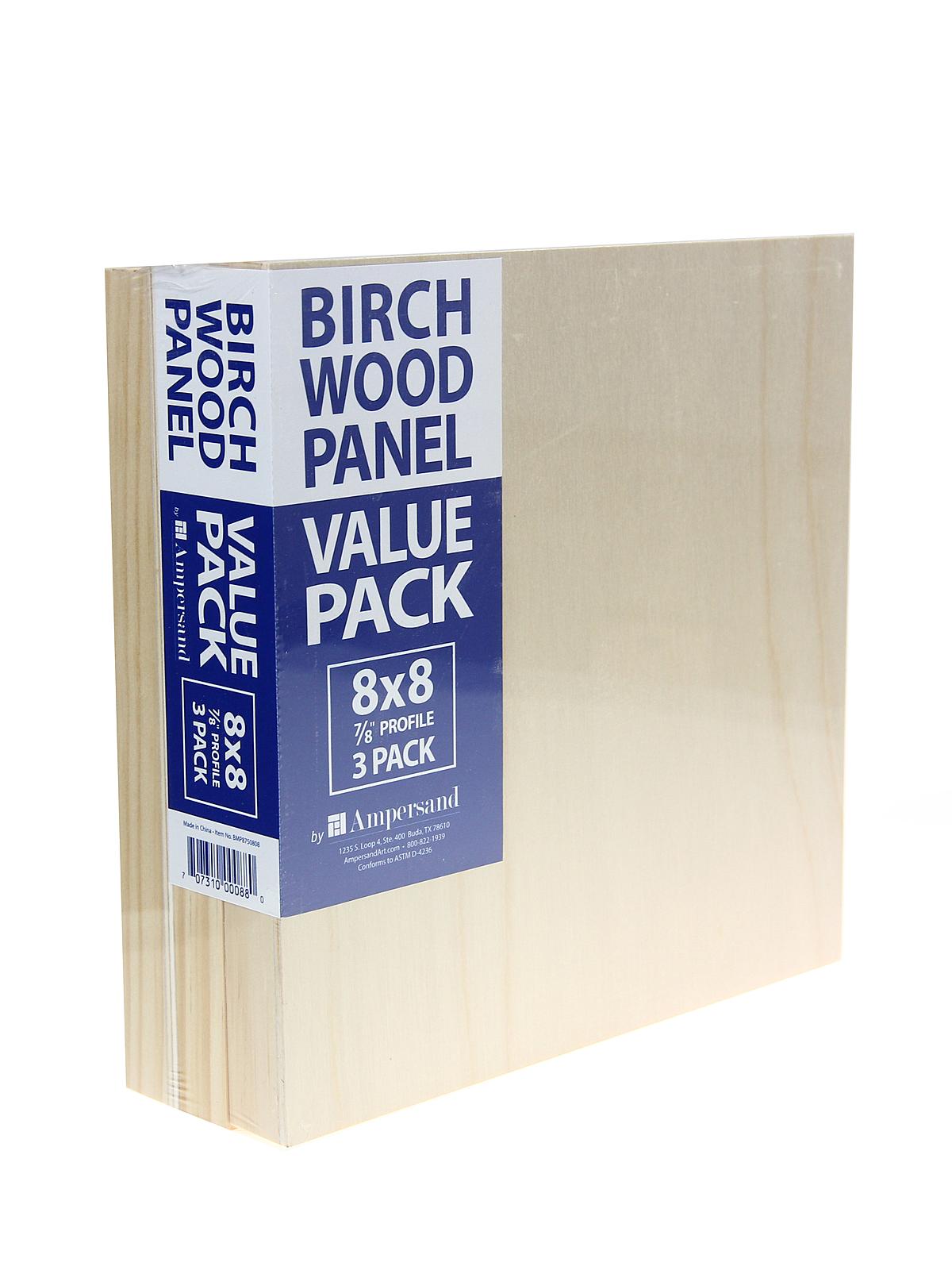 Birch Wood Panel Value Packs 7 8 in. 8 in. x 8 in. pack of 3