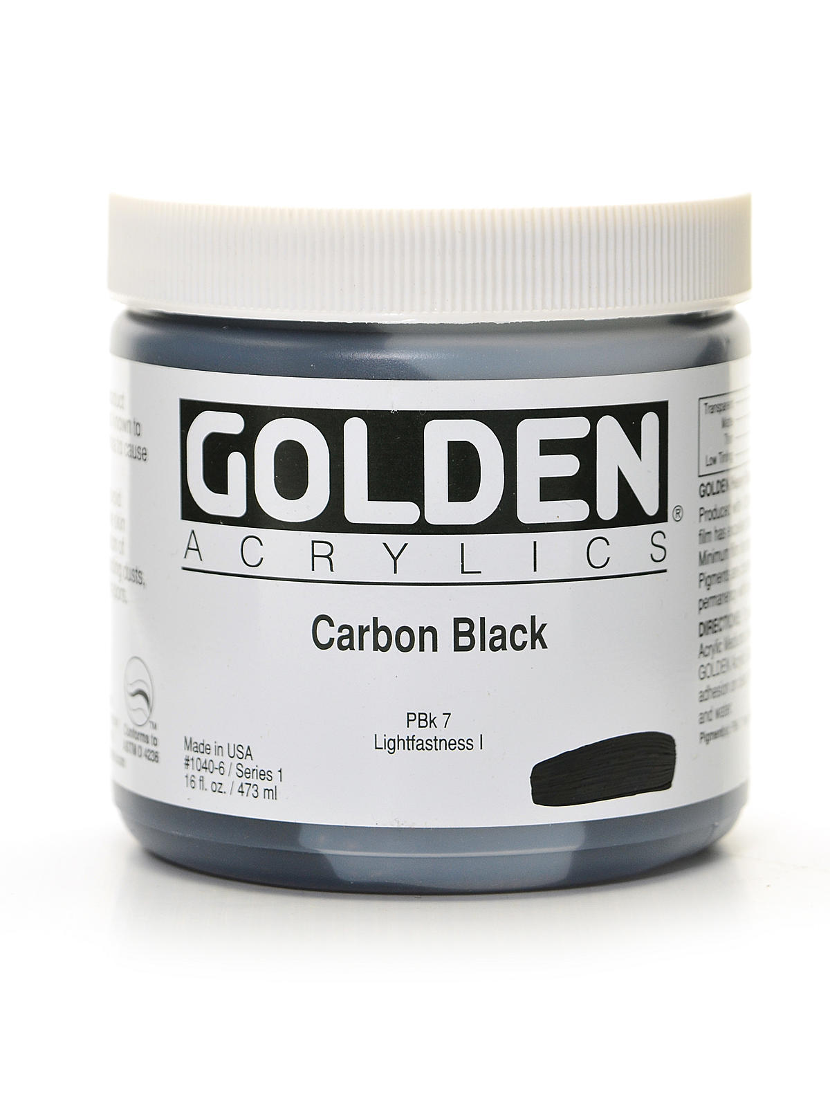 Heavy Body Acrylics carbon black 16 oz.