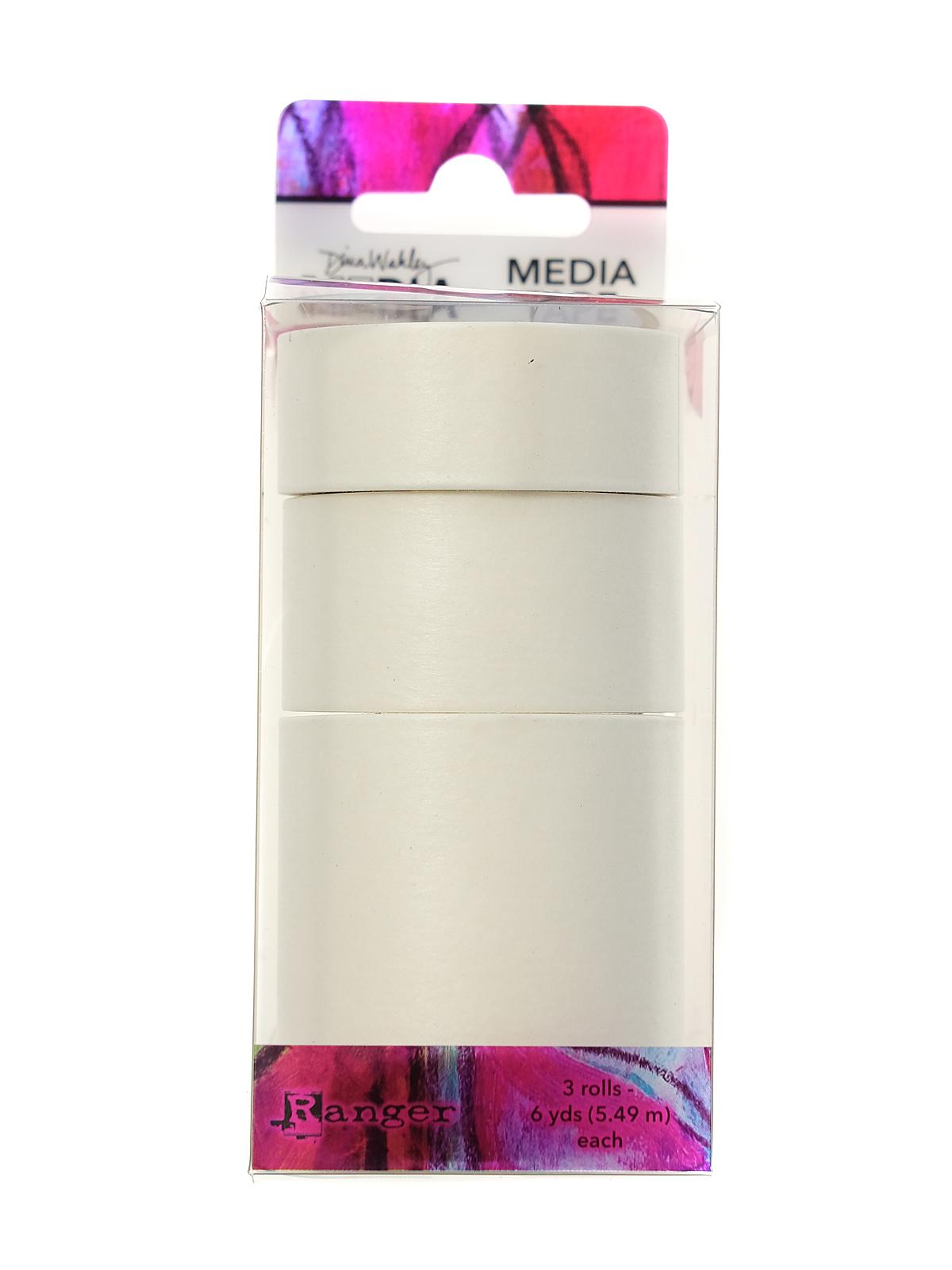 Dina Wakley Media Blank Washi Tape pack of 3 bleu azur