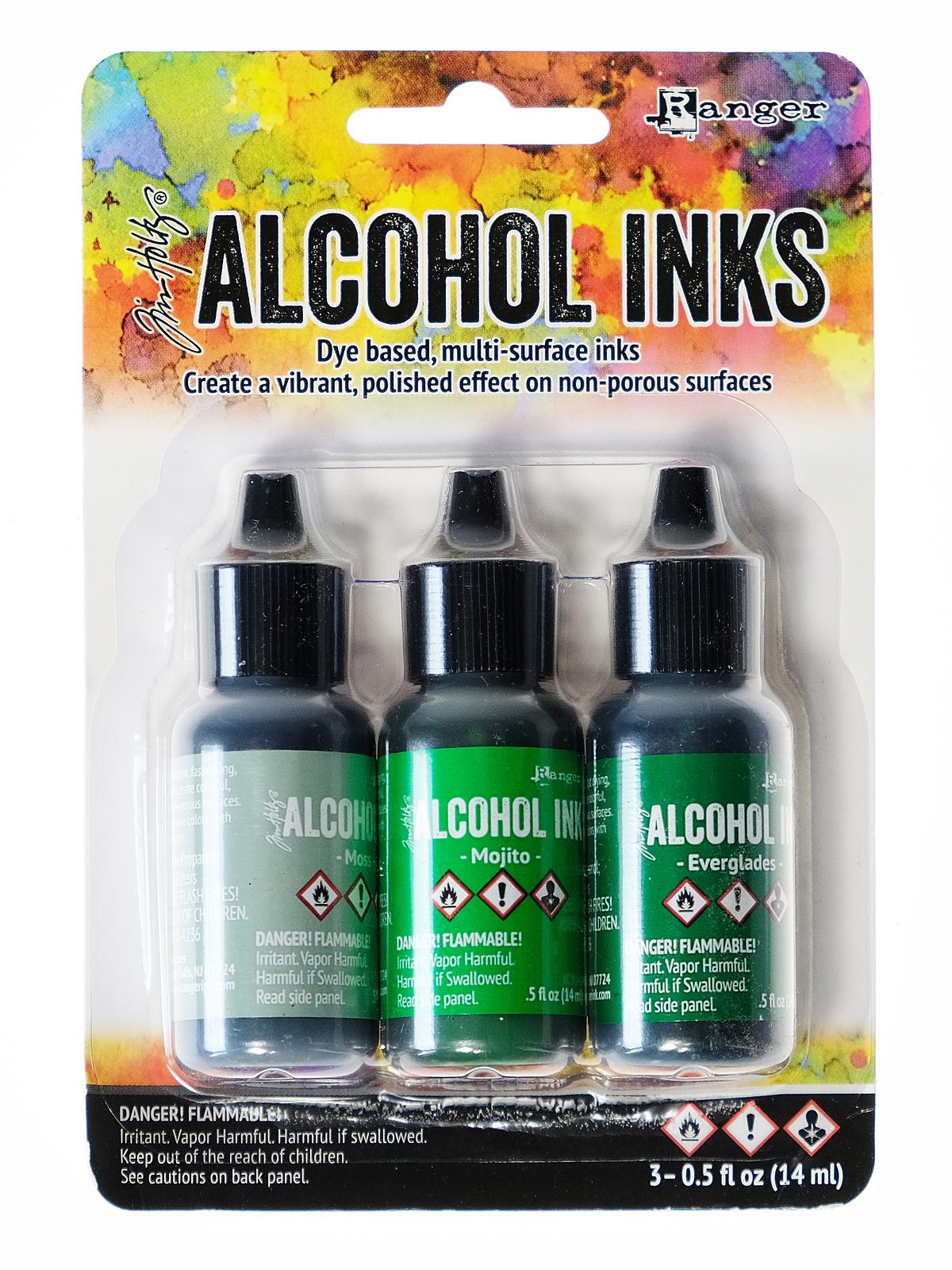Tim Holtz Alcohol Ink Sets Mint Green Spectrum Moss, Mojito, Everglades