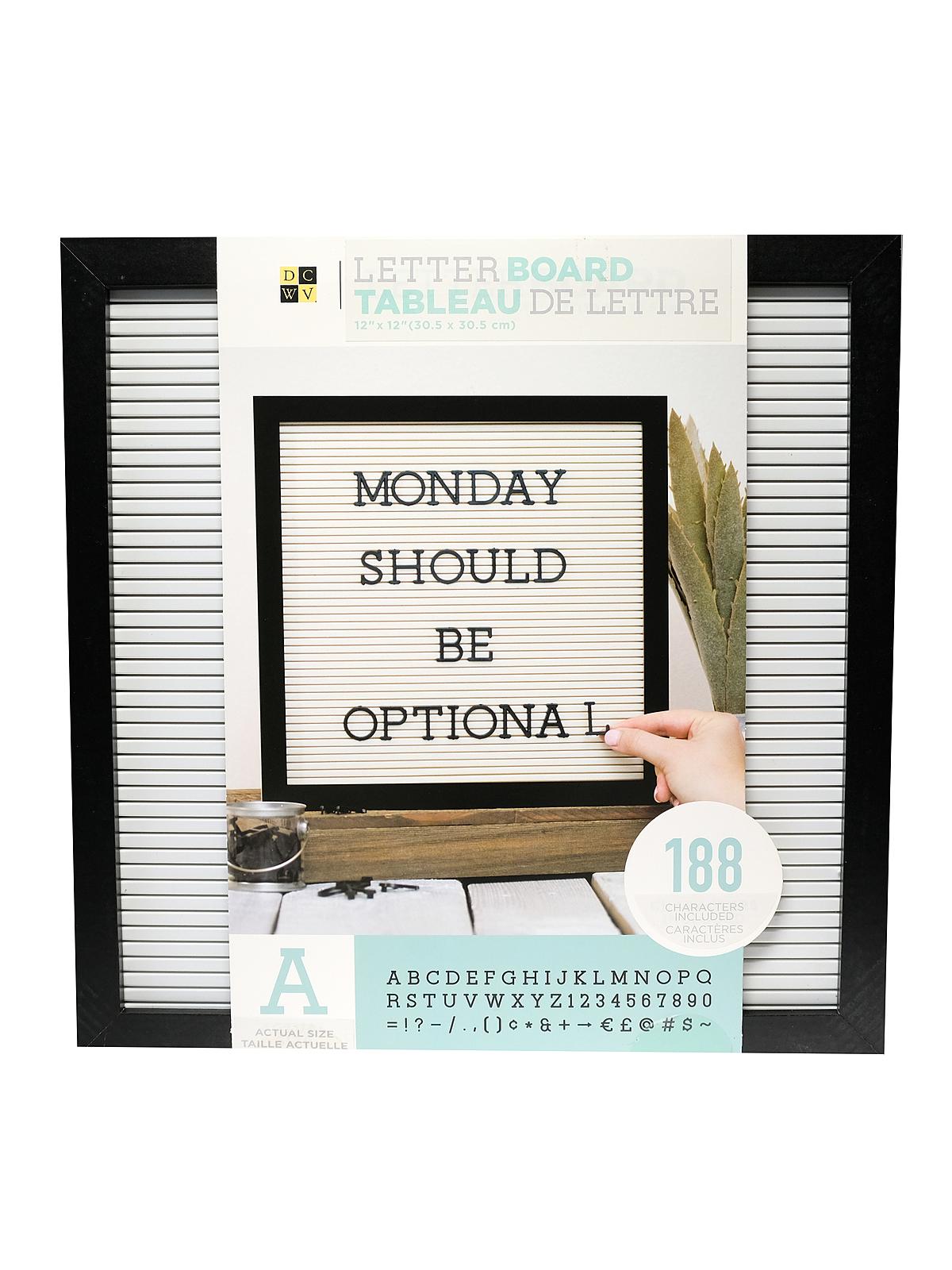 Letter Board Set white background, black frame 12 in. x 12 in.