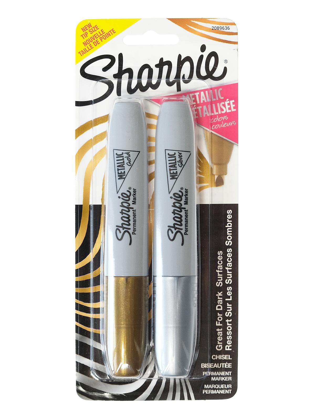 Metallic Set set of 2 gold & silver chisel tip