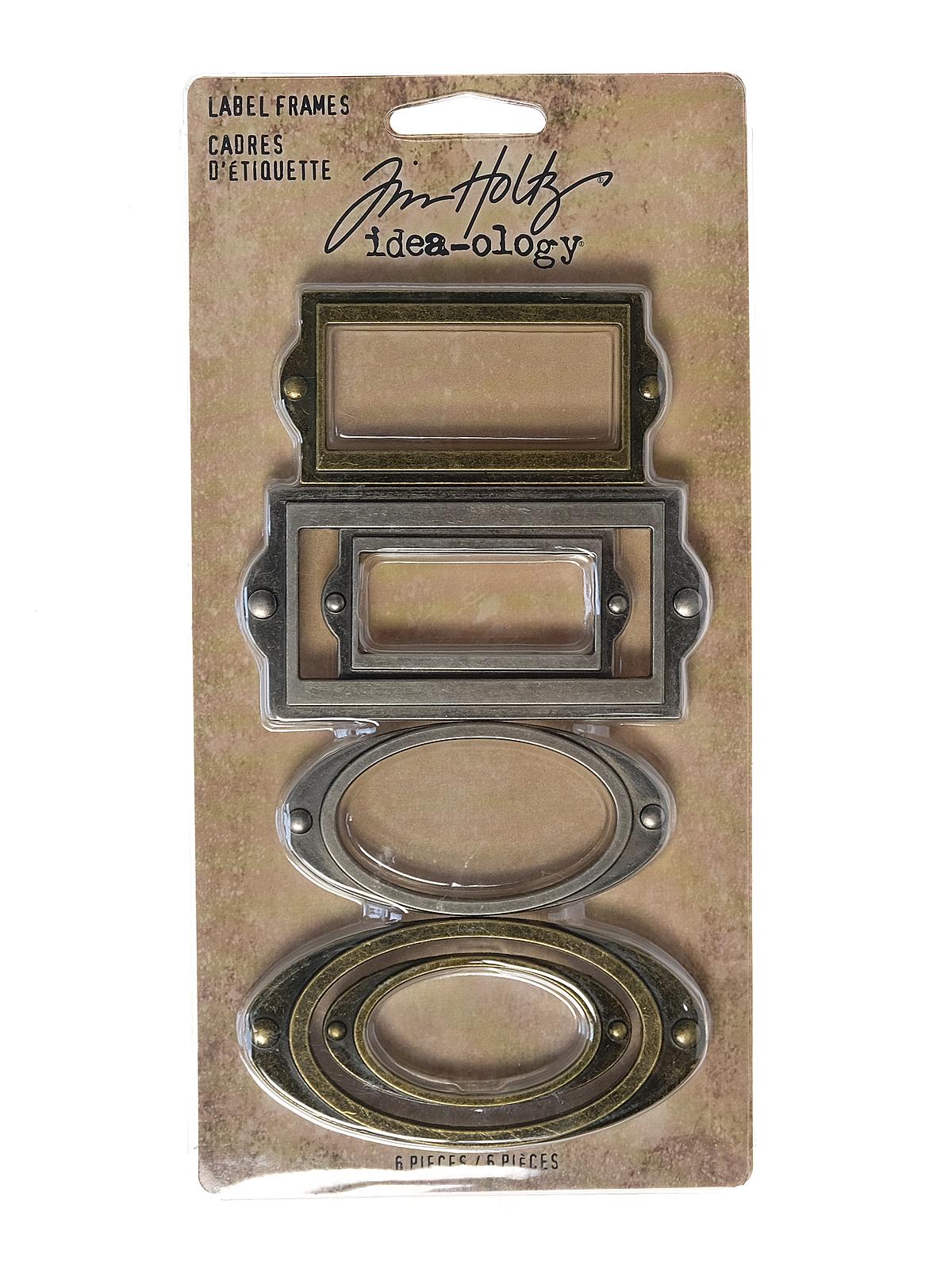Idea-ology Findings label frames assorted sizes, finishes pack of 6
