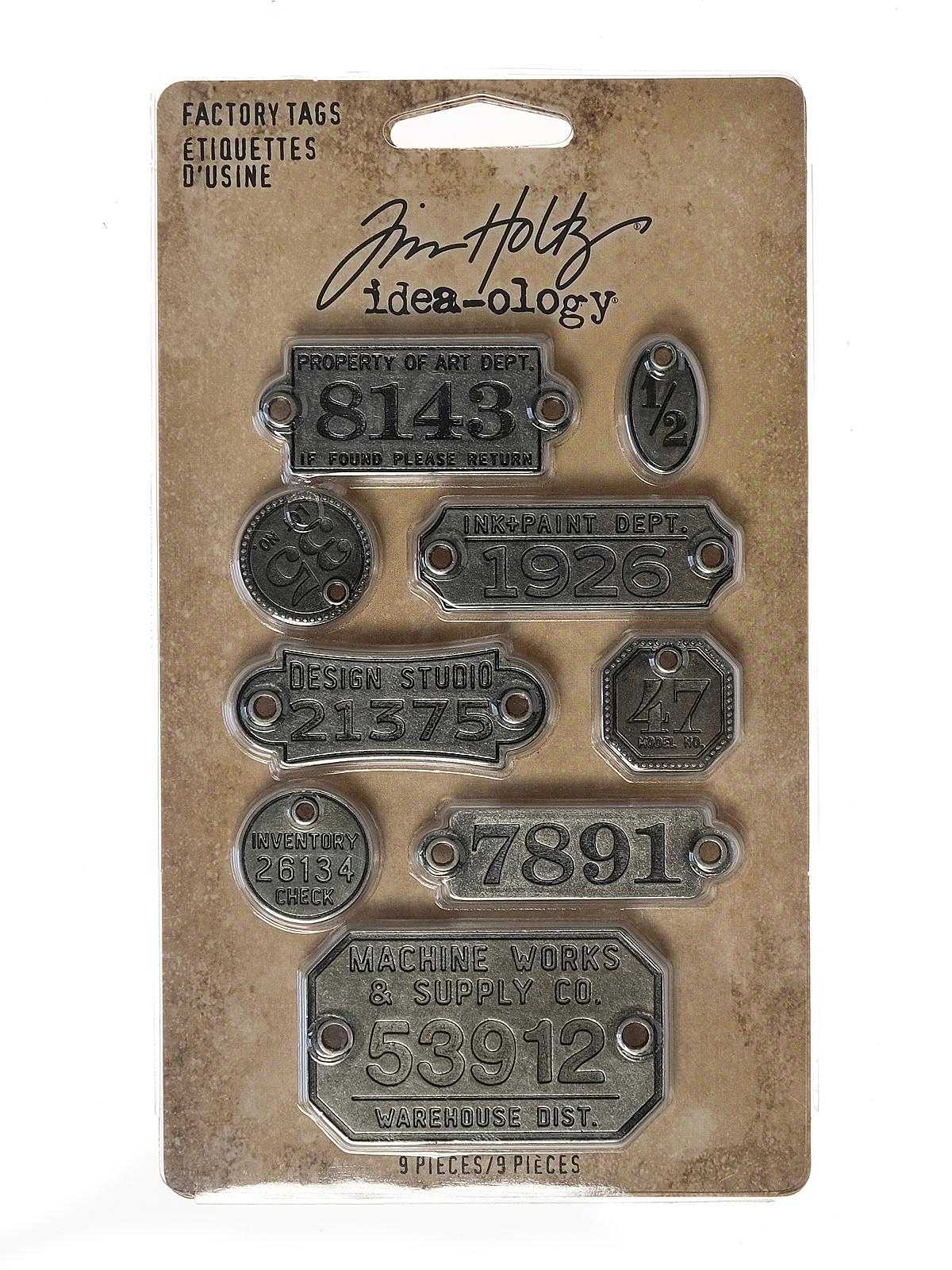 Idea-ology Findings factory tags, antique nickel finish pack of 9