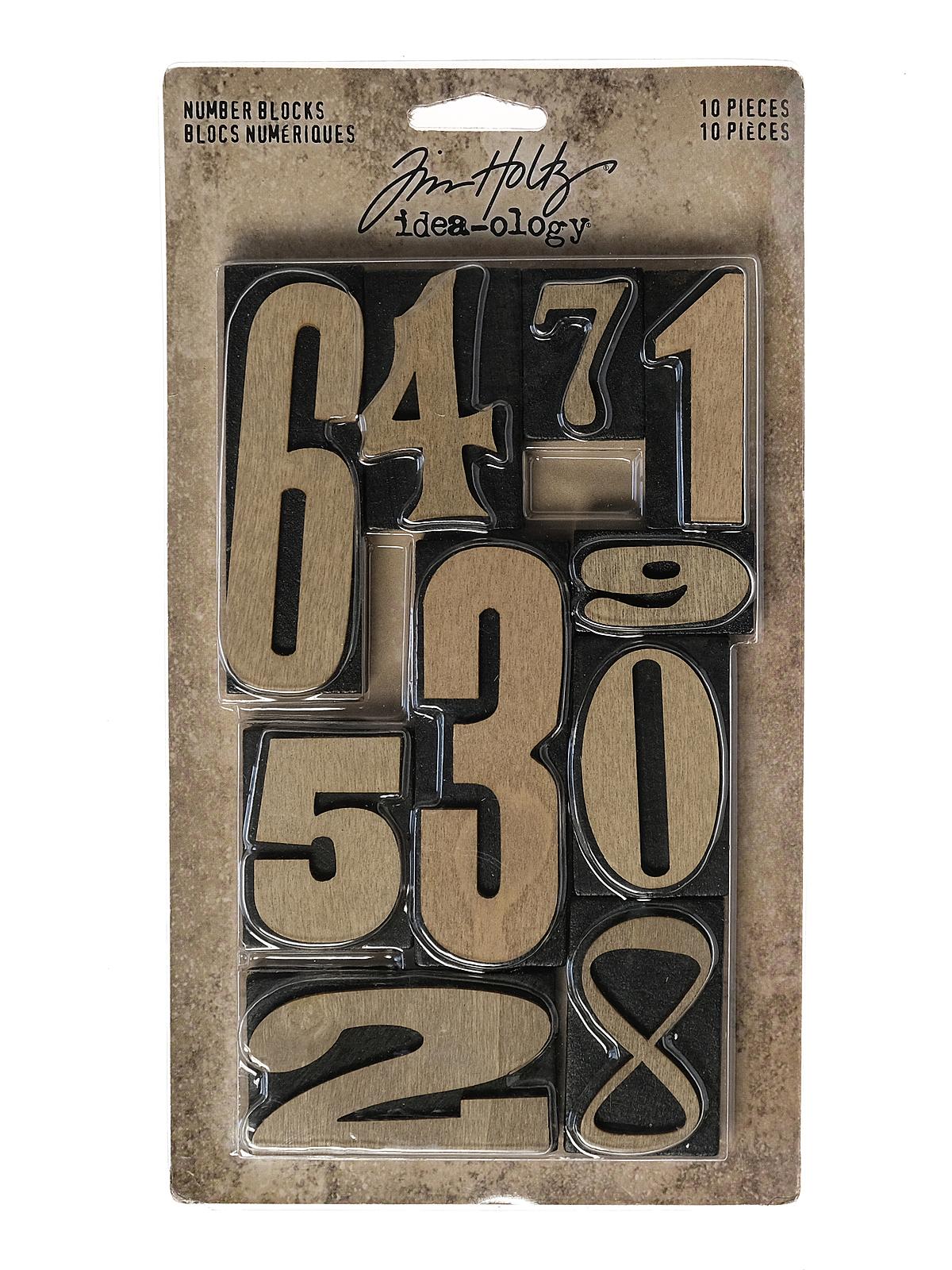 Idea-ology Findings vintage wooden number blocks pack of 10