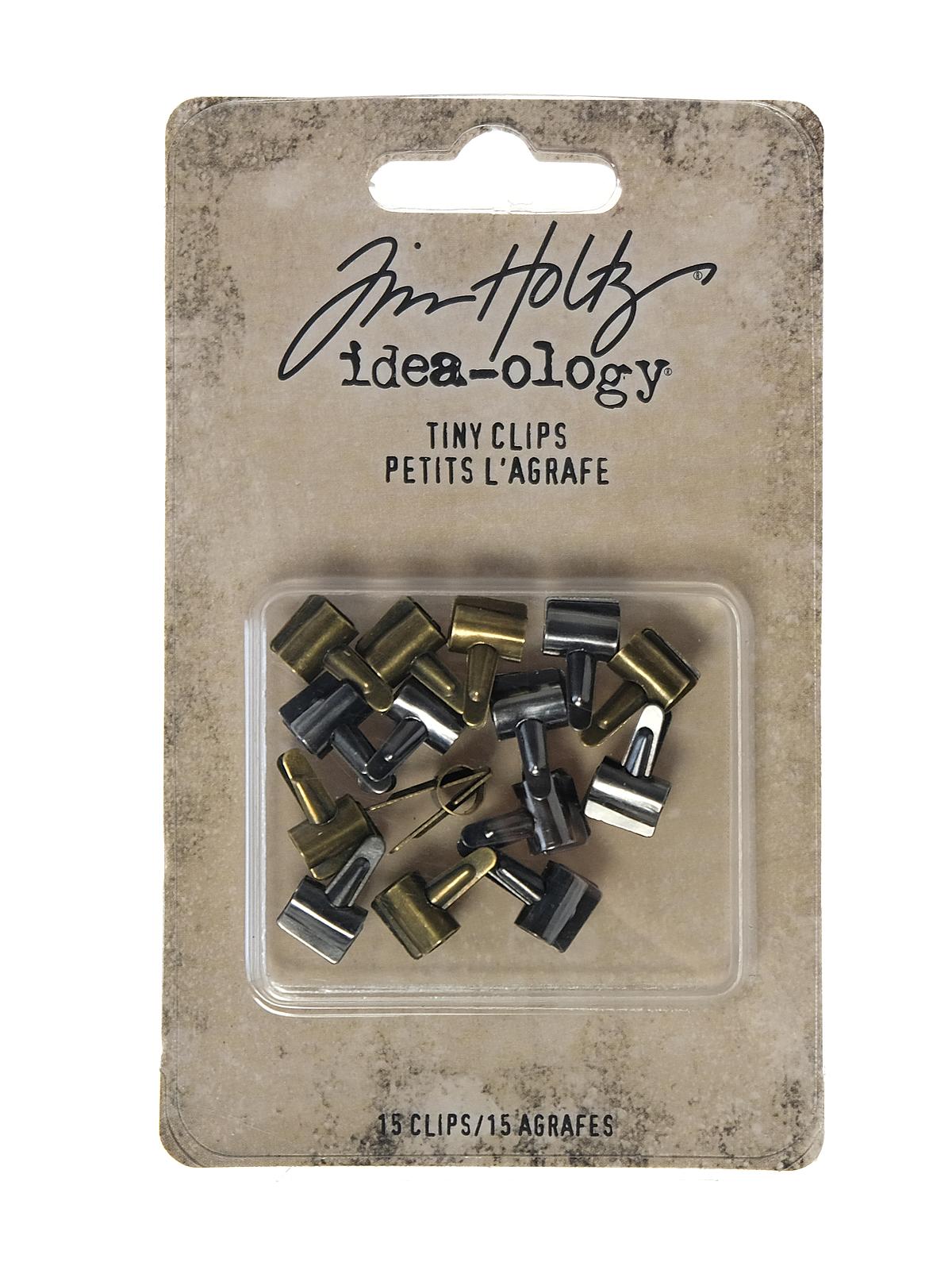 Idea-ology Fasteners pack of 15 tiny clips, gunmetal, brass