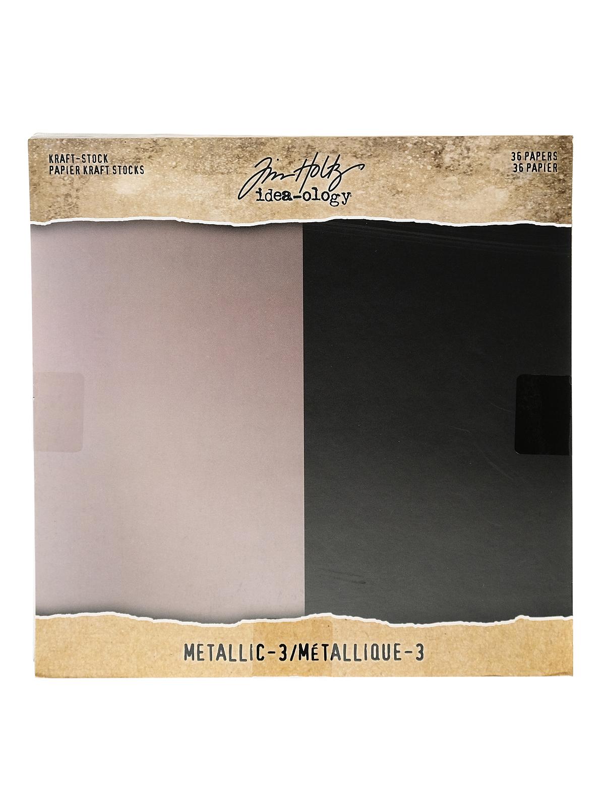 Idea-ology Paperie kraft stock printed papers metallic 3 36 sheets, 8 in. x 8 in.