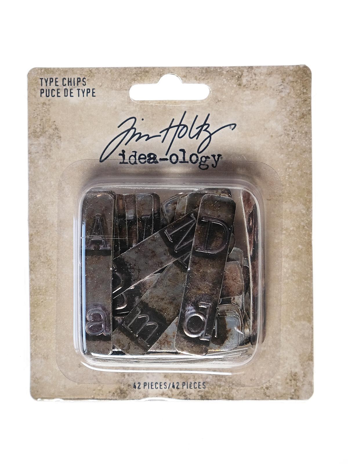 Idea-ology Paperie type chips, chipboard typewriter keys 42 pieces