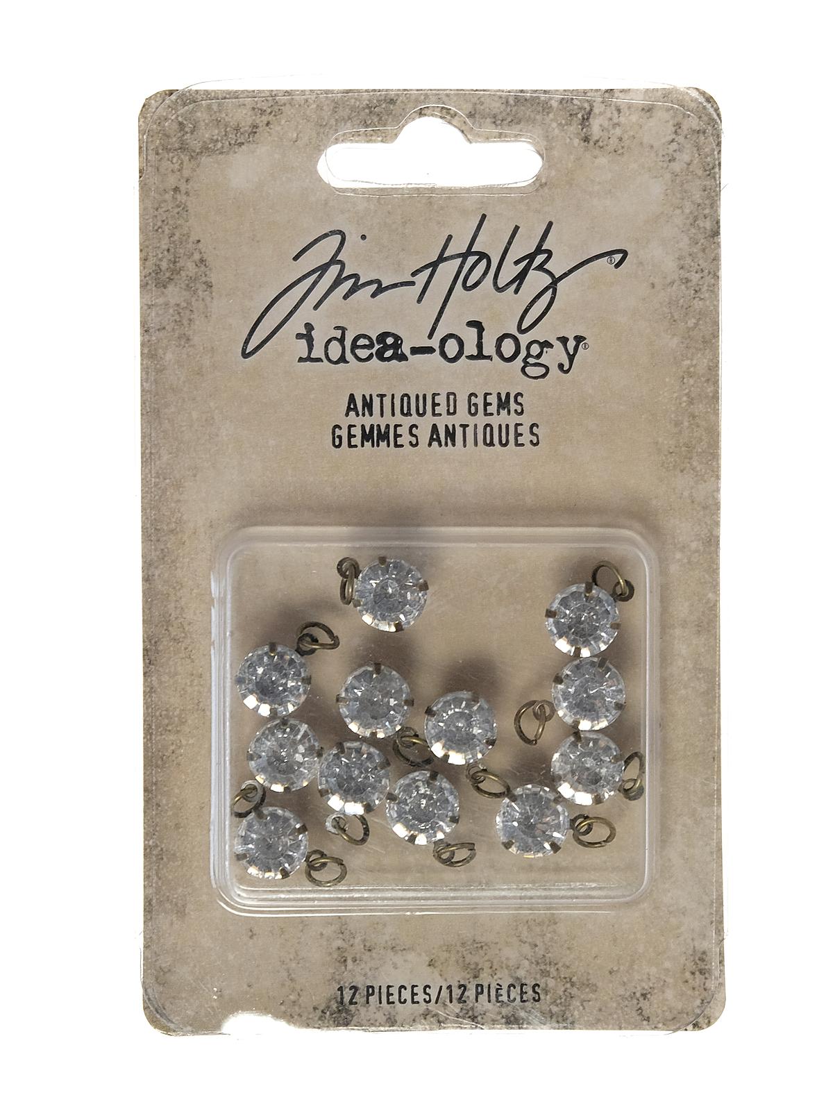 Idea-ology Fasteners pack of 12 gems, antiqued crystal
