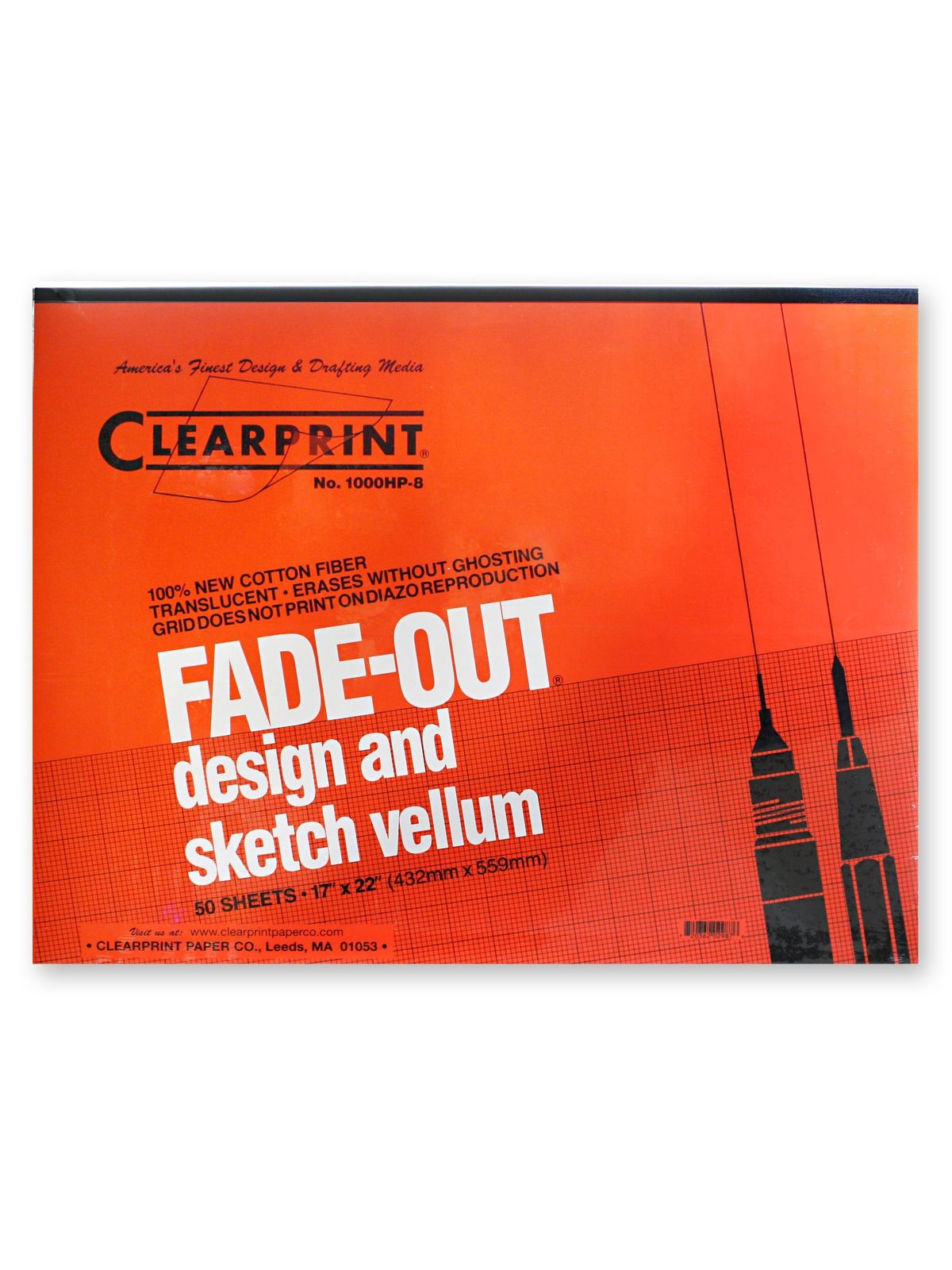 Fade-Out Design And Sketch Vellum - Grid Pad 8 X 8 17 In. X 22 In. Pad Of 50