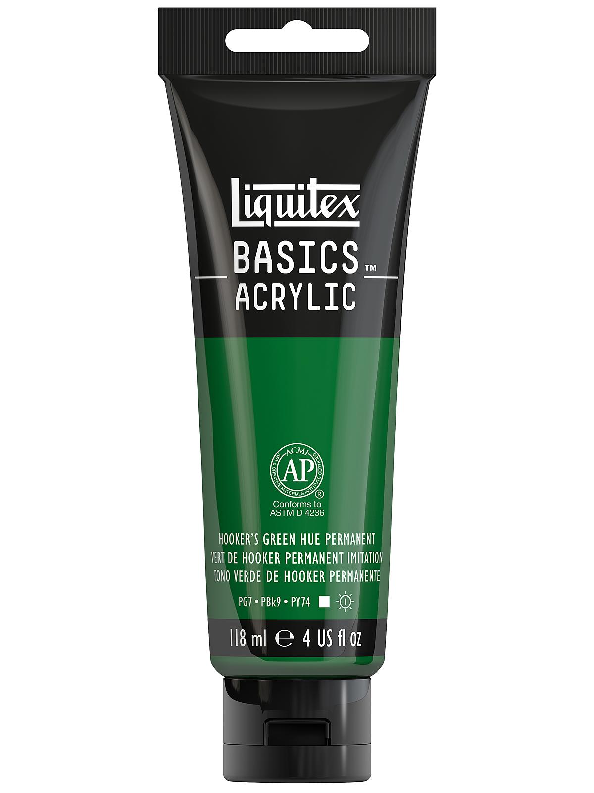 Basics Acrylics Colors Hooker's green hue permanent 4 oz. tube