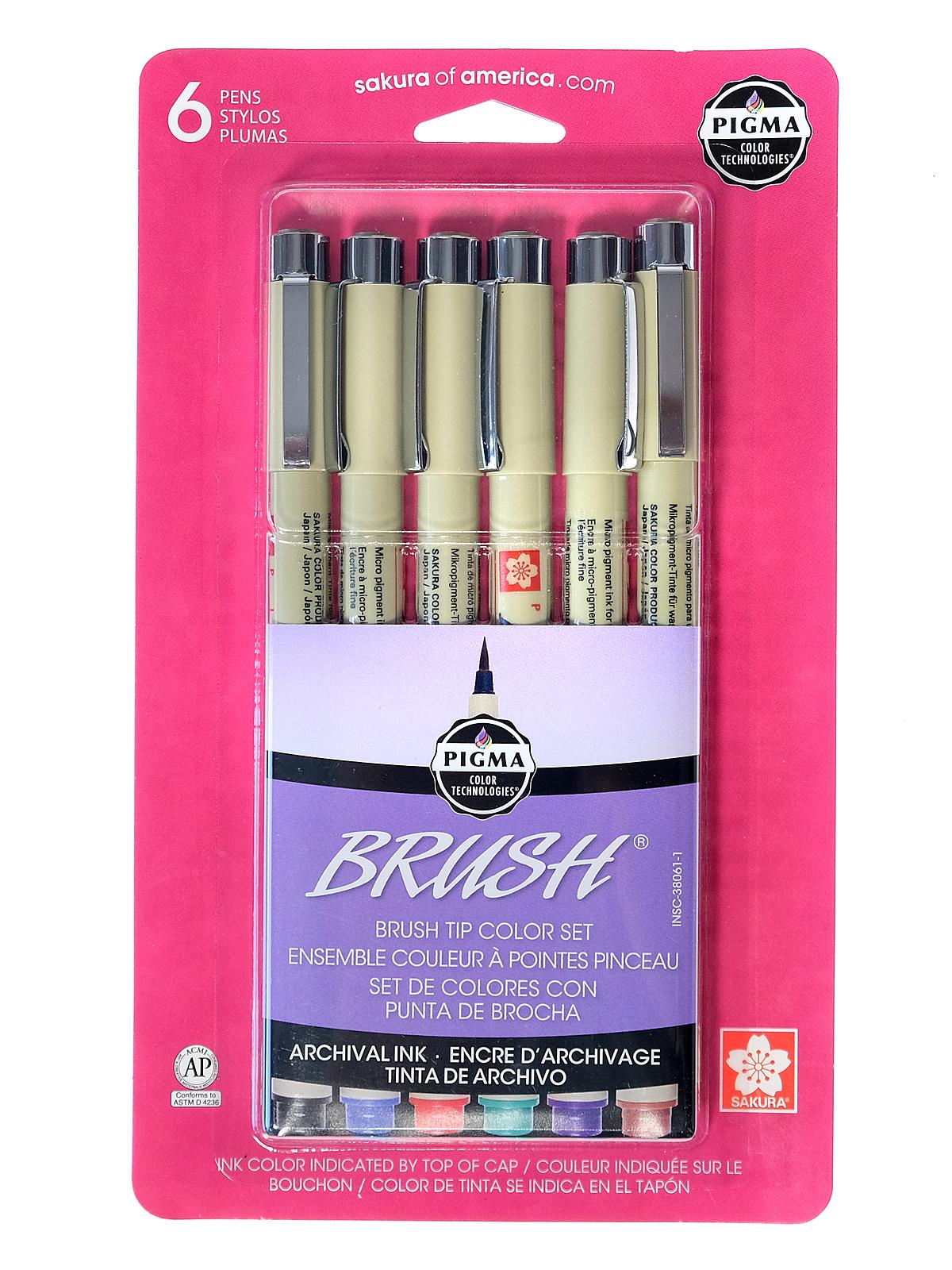 Pigma Brush Pen assortment set of 6
