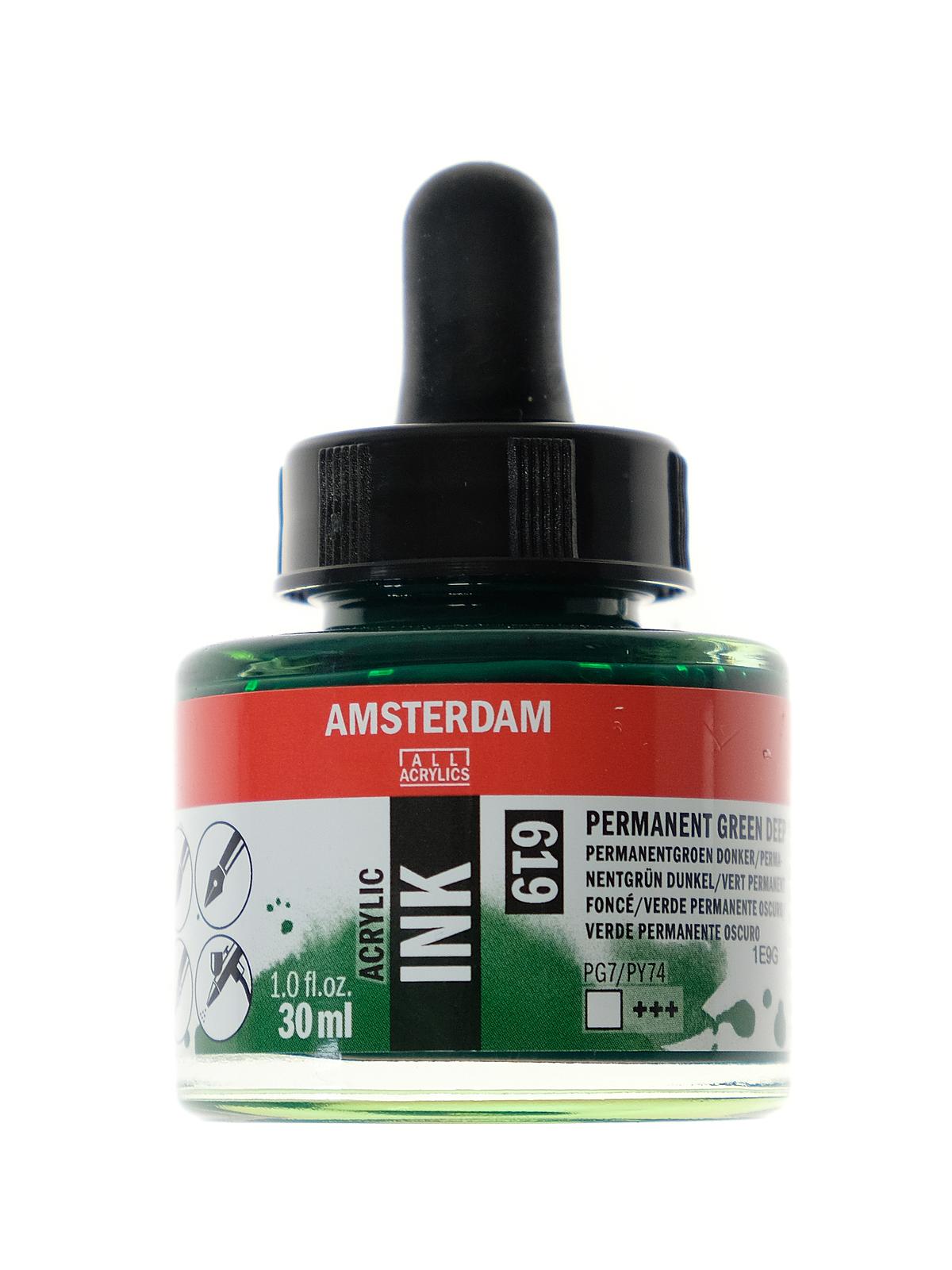 Acrylic Ink permanent green deep 30 ml