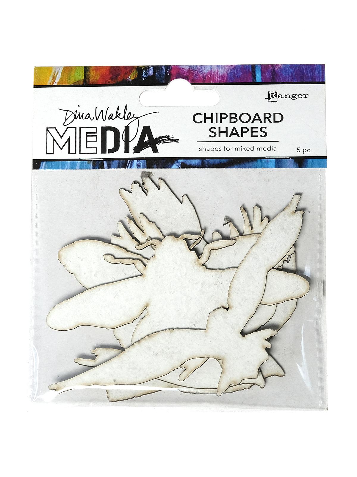 Dina Wakley Media Chipboard Shapes flying pack of 5