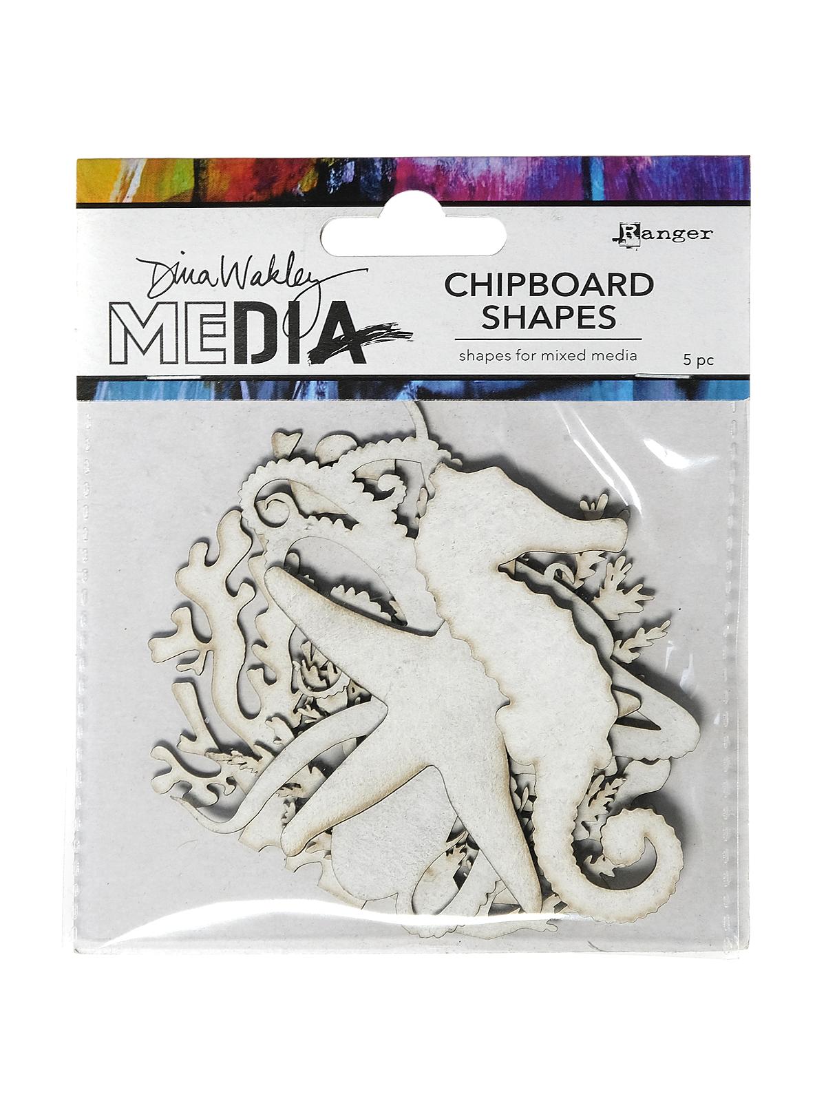 Dina Wakley Media Chipboard Shapes ocean pack of 5