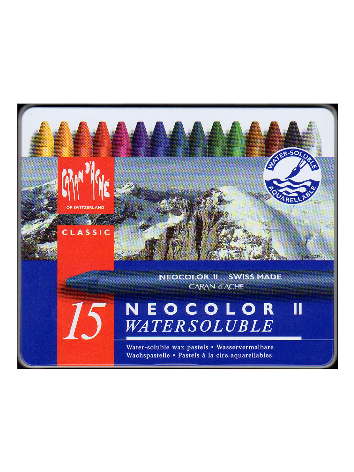 Neocolor II Aquarelle Water Soluble Wax Pastel Sets set of 15