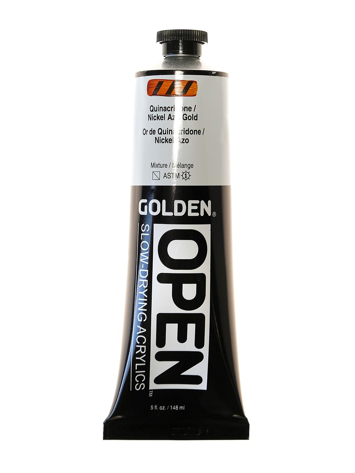 OPEN Acrylic Colors quinacridone nickel azo gold 5 oz. tube