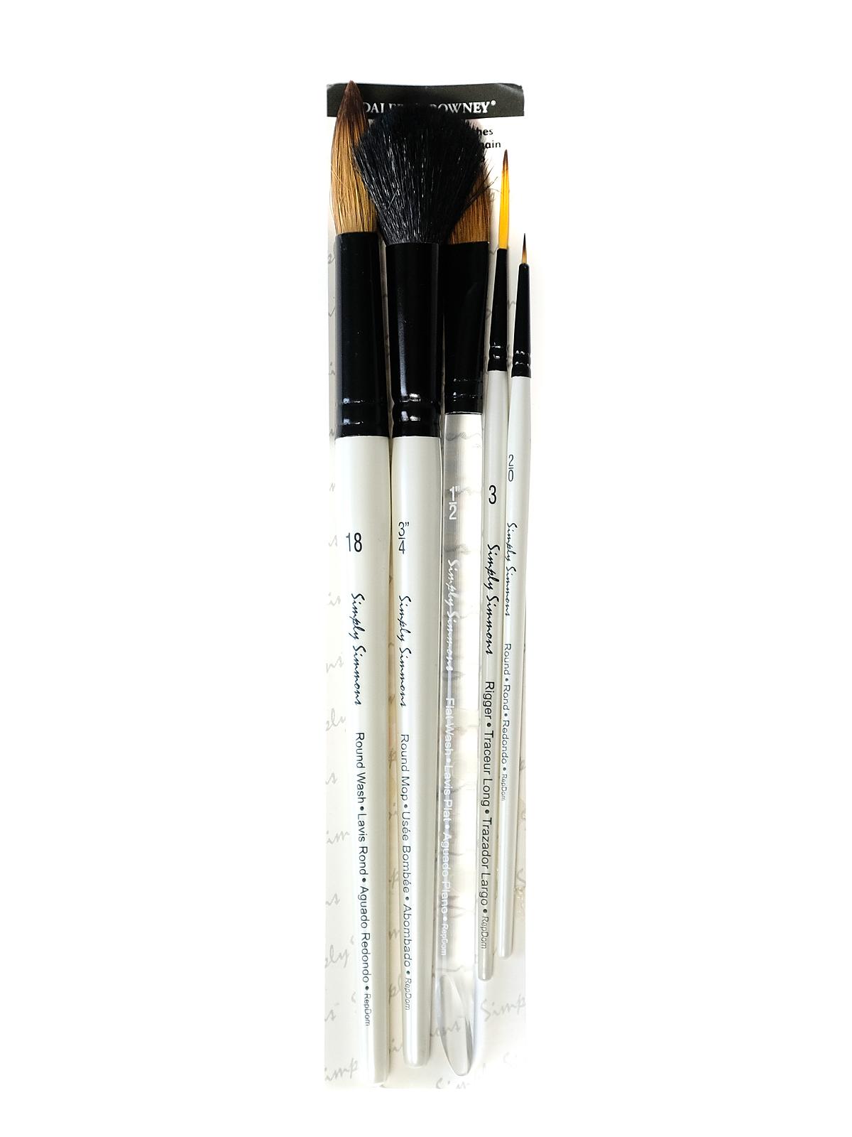 Simply Simmons Short Handle Brush Sets watercolor set 5-piece