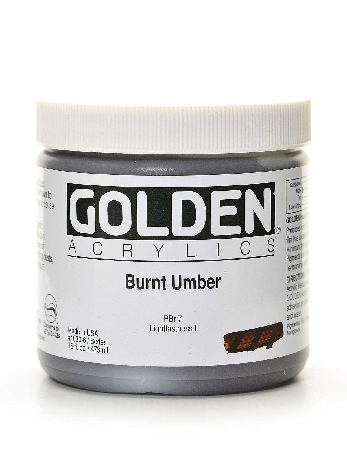 Heavy Body Acrylics burnt umber 16 oz.