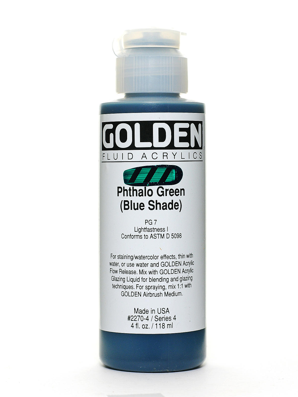 Fluid Acrylics phthalo green blue shade 4 oz.