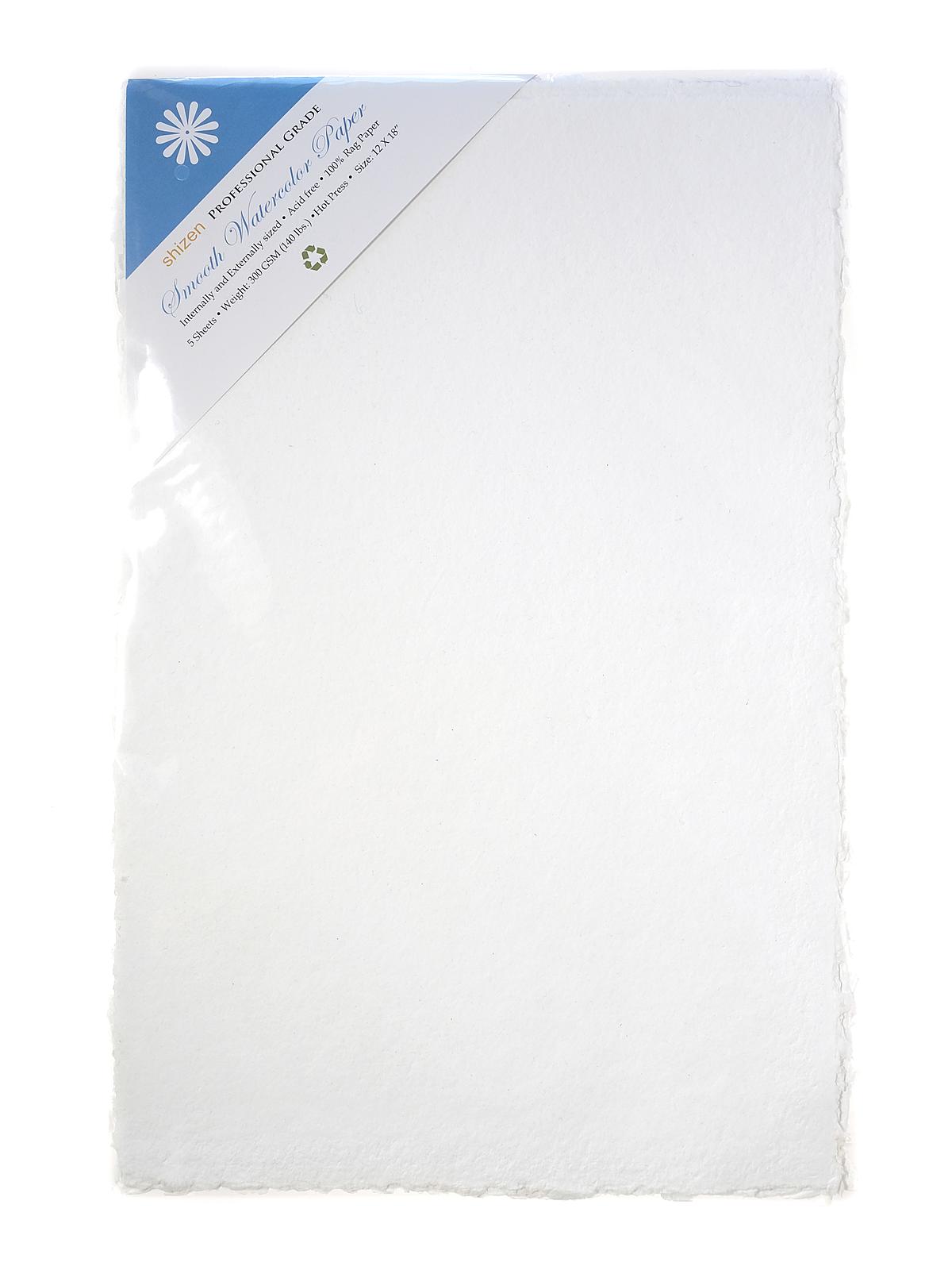 Professional Grade Watercolor Paper 12 in. x 18 in. hot press pack of 5