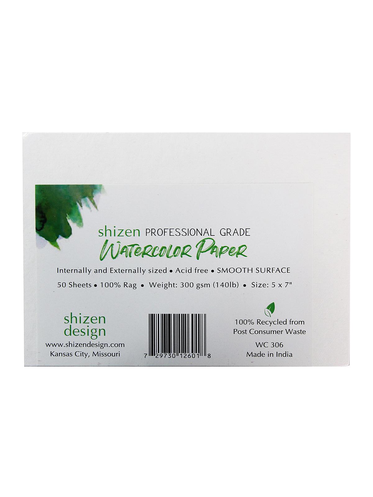 Professional Grade Watercolor Paper 5 in. x 7 in. hot press pack of 50