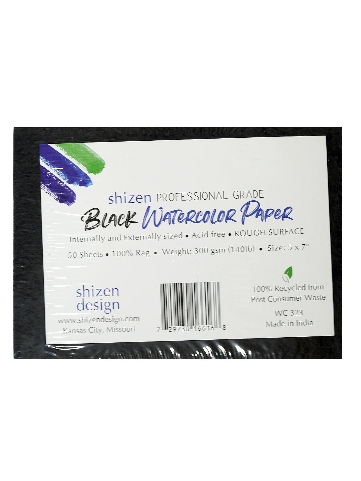 Black Watercolor Paper 5 in. x 7 in. cold press pack of 50