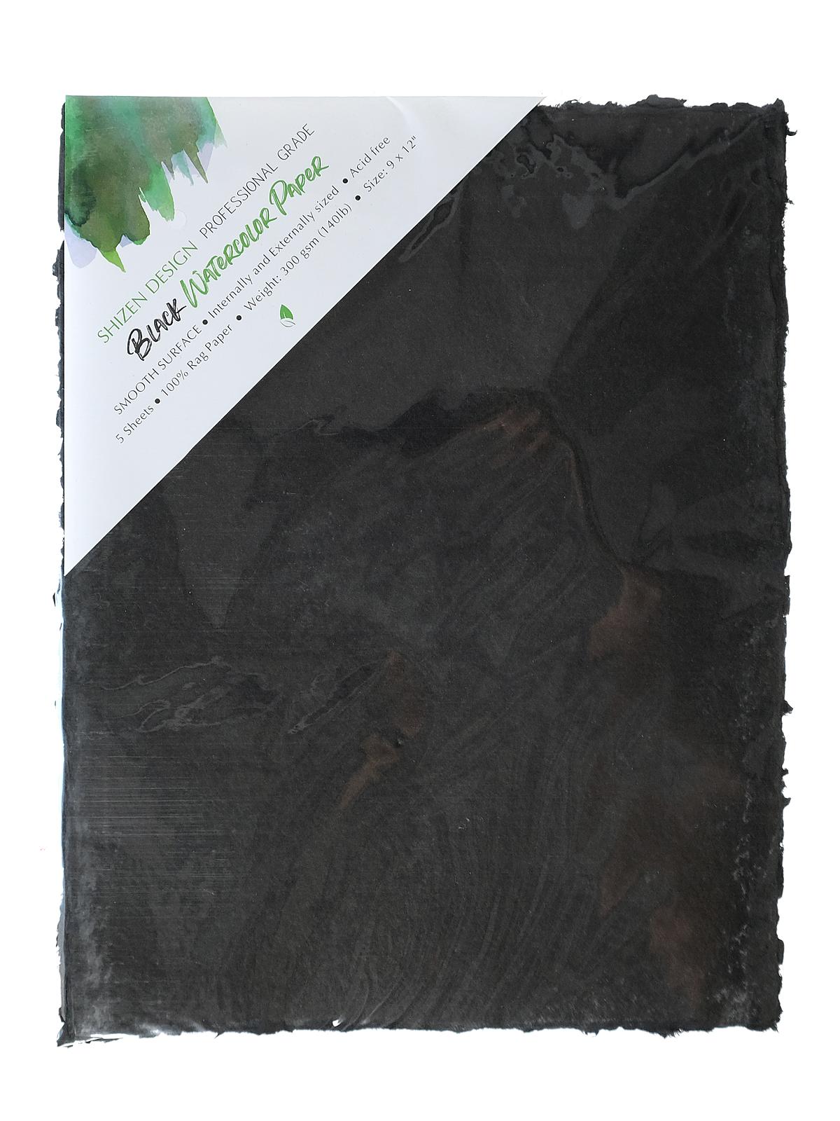 Black Watercolor Paper 9 in. x 12 in. hot press pack of 5