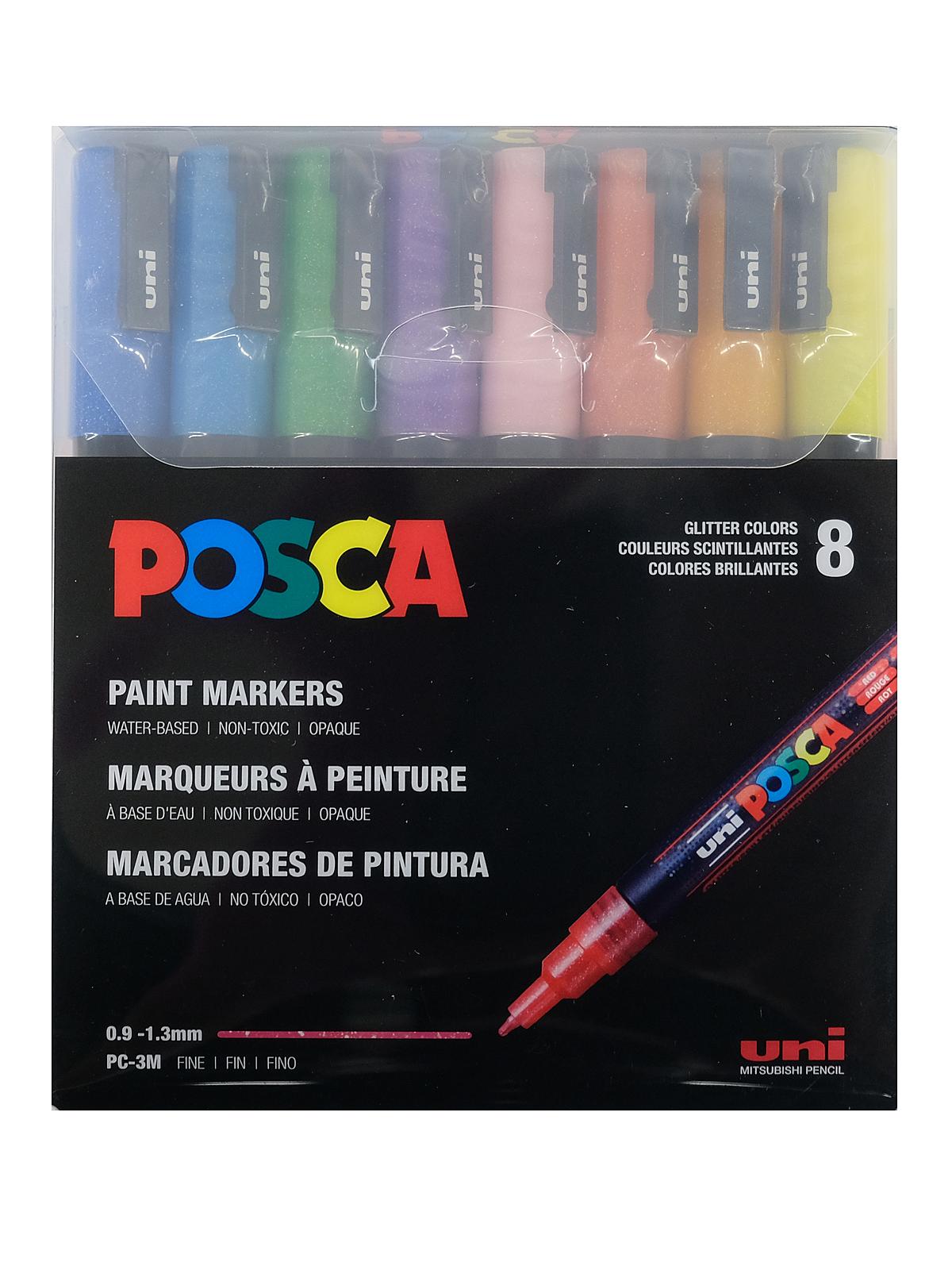 Paint Markers PC-3M fine set of 8 glitter colors