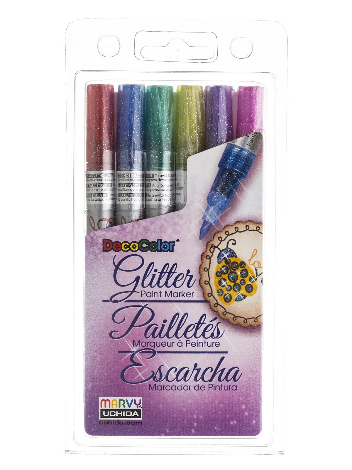 Glitter Decocolor Paint Marker assorted set of 6