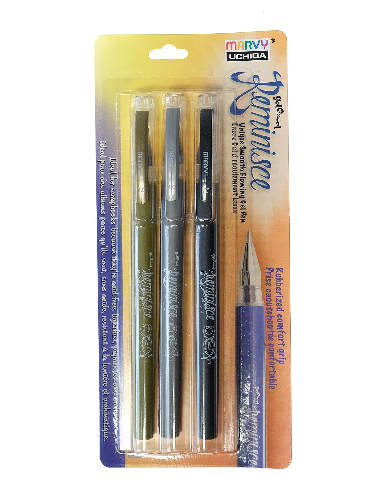 Reminisce Gel Excel Pen Sets black, gold, silver 3 pieces