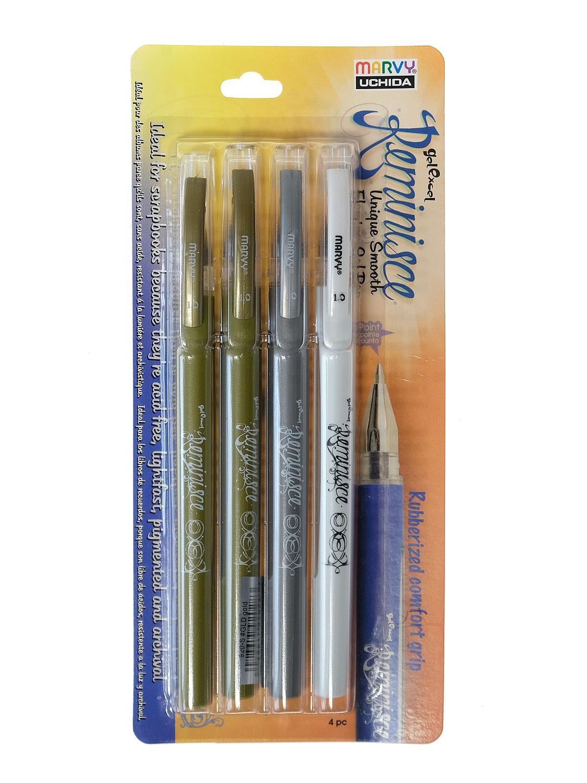 Reminisce Gel Excel Pen Sets gold, gold, silver, white 4 pieces